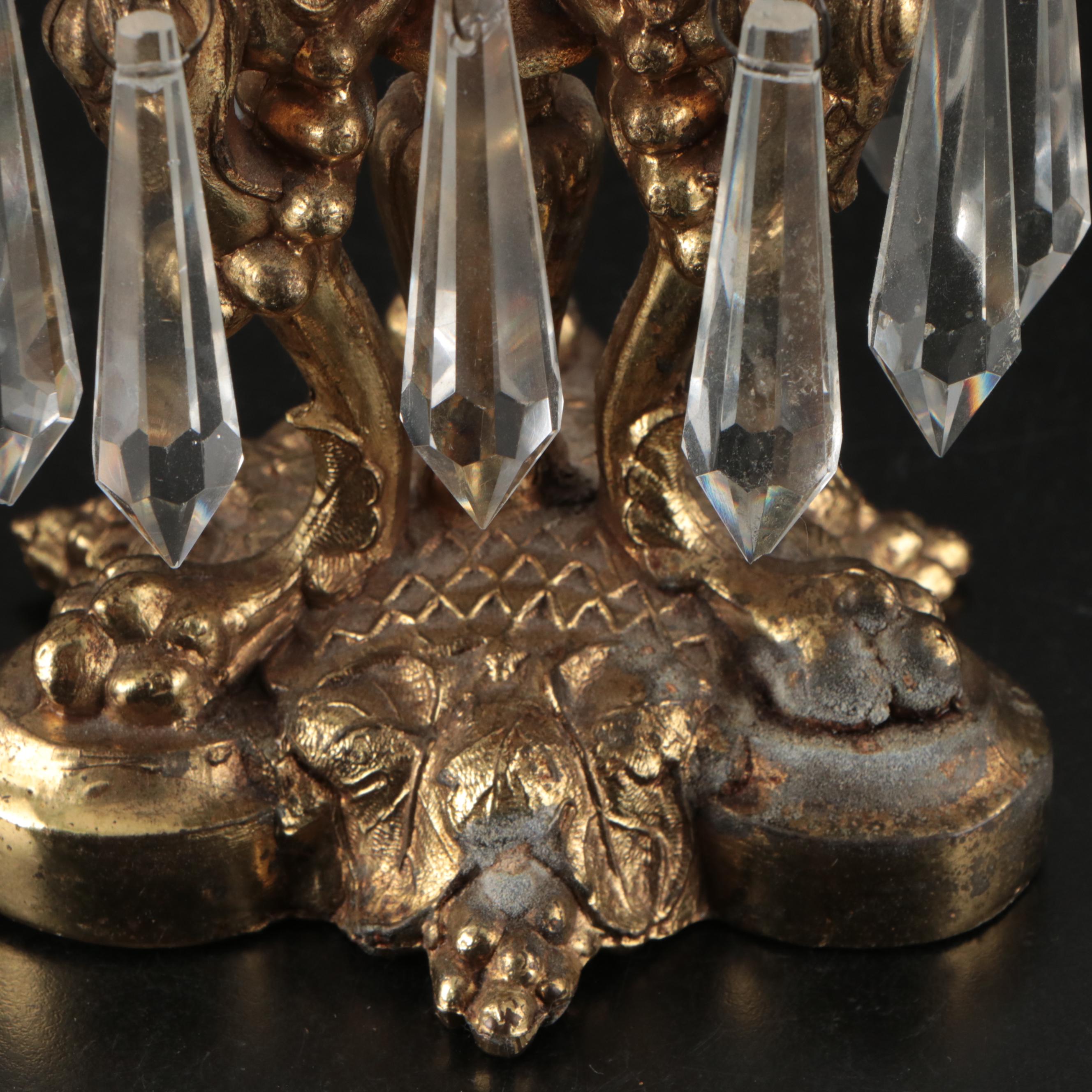 Neoclassical Style Candle Holders, Glass Mantle Lusters and Wall Sconces