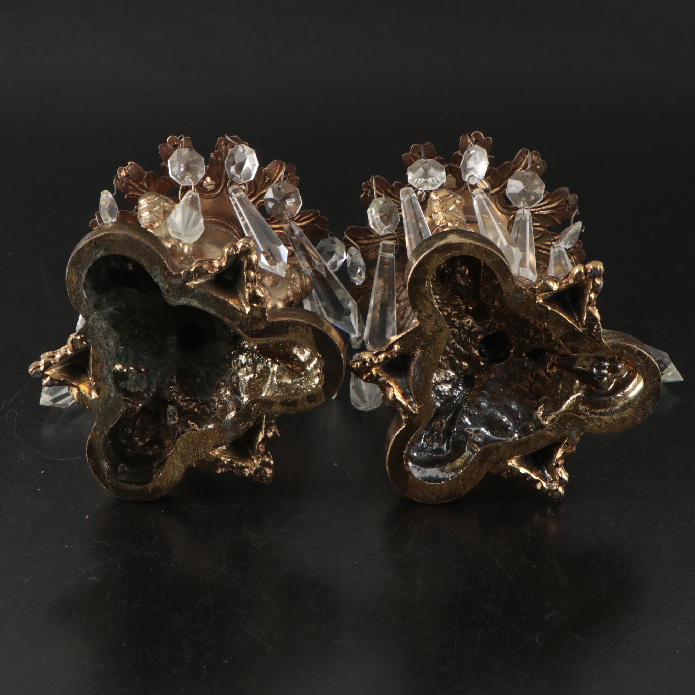 Neoclassical Style Candle Holders, Glass Mantle Lusters and Wall Sconces