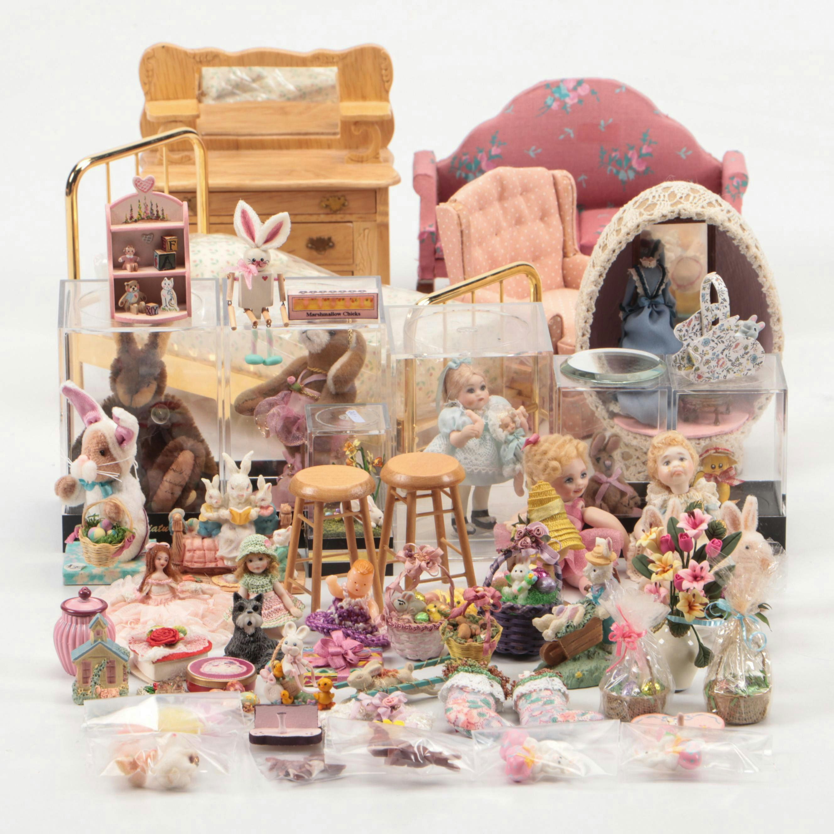 Egg Diorama with Easter-Themed Dioramas and Porcelain Dolls