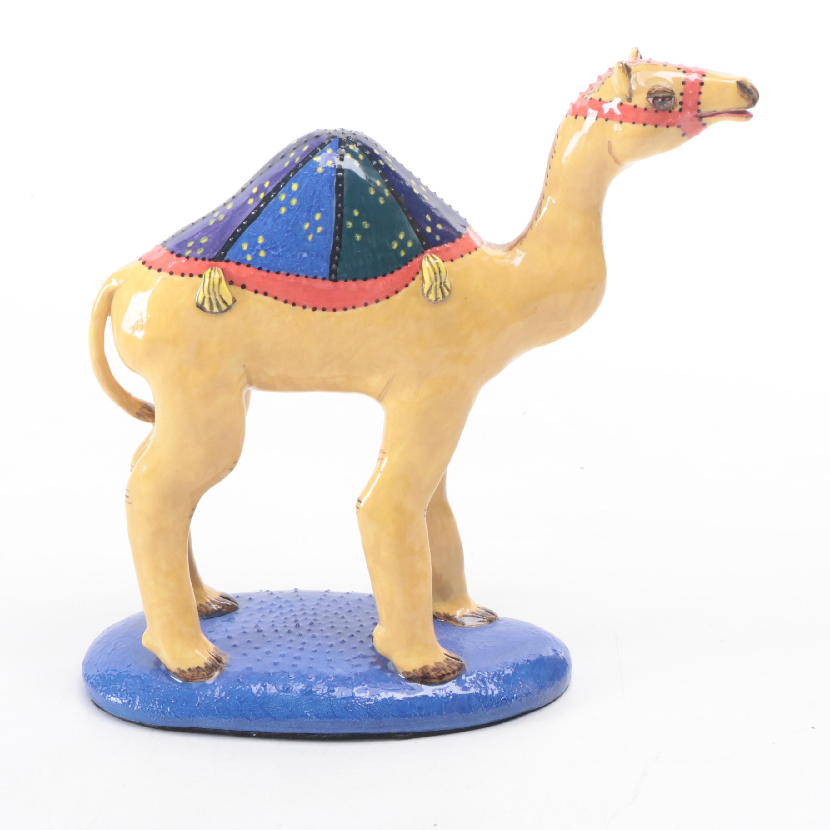 Glazed Ceramic Camel Figurine, Late 20th Century