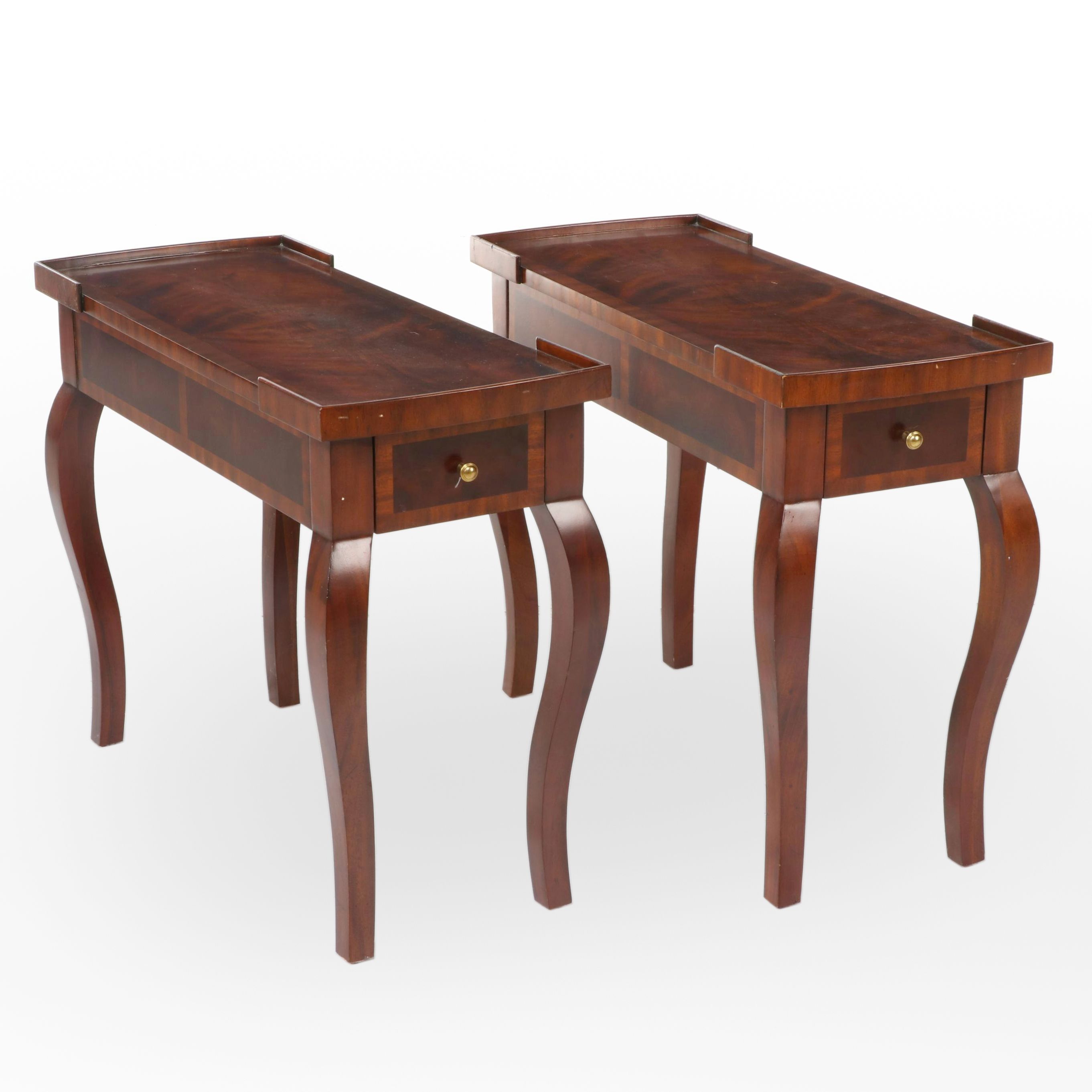 Pair of Maitland-Smith French Provincial Style Flame Mahogany Side Tables