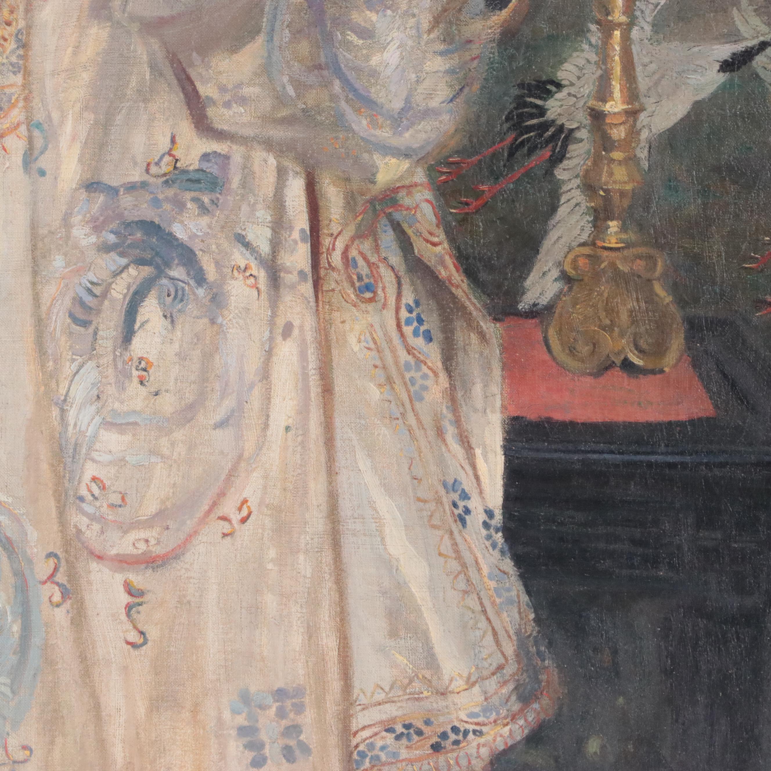 Florence Gardener Impressionist Oil Painting of Woman, Late 19th Century