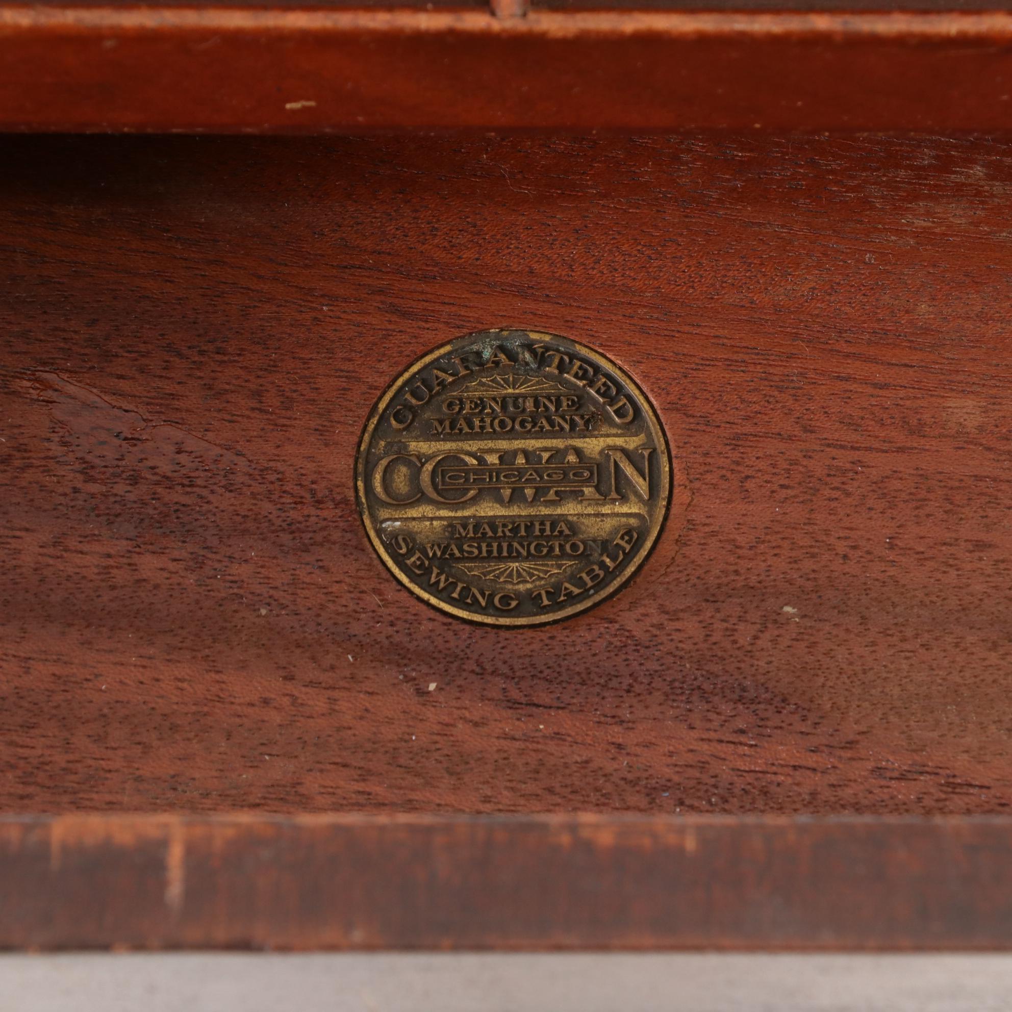 Cowan Mahogany "Martha Washington" Sewing Table, Early to Mid 20th Century