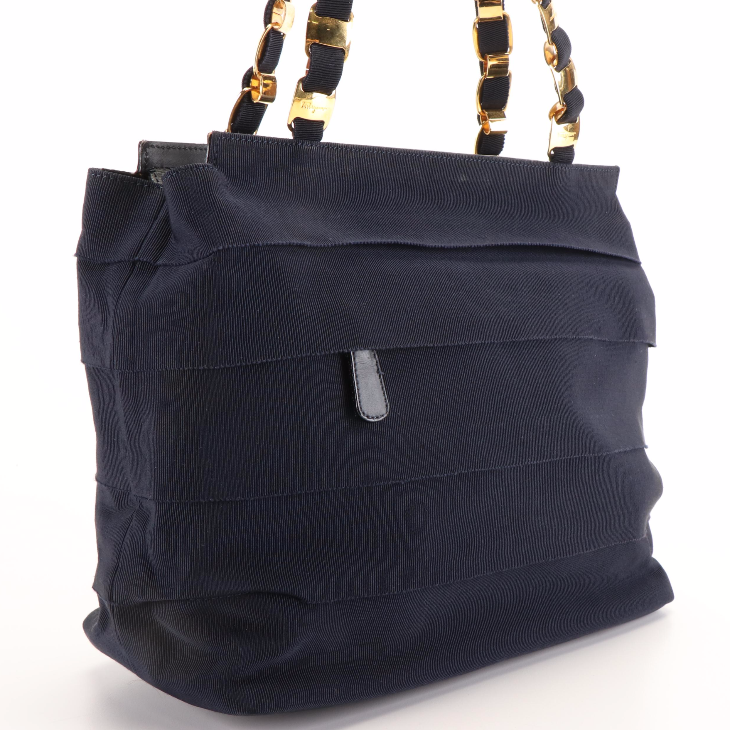 Salvatore Ferragamo Grosgrain Ribbon Tiered Chain Shoulder Bag