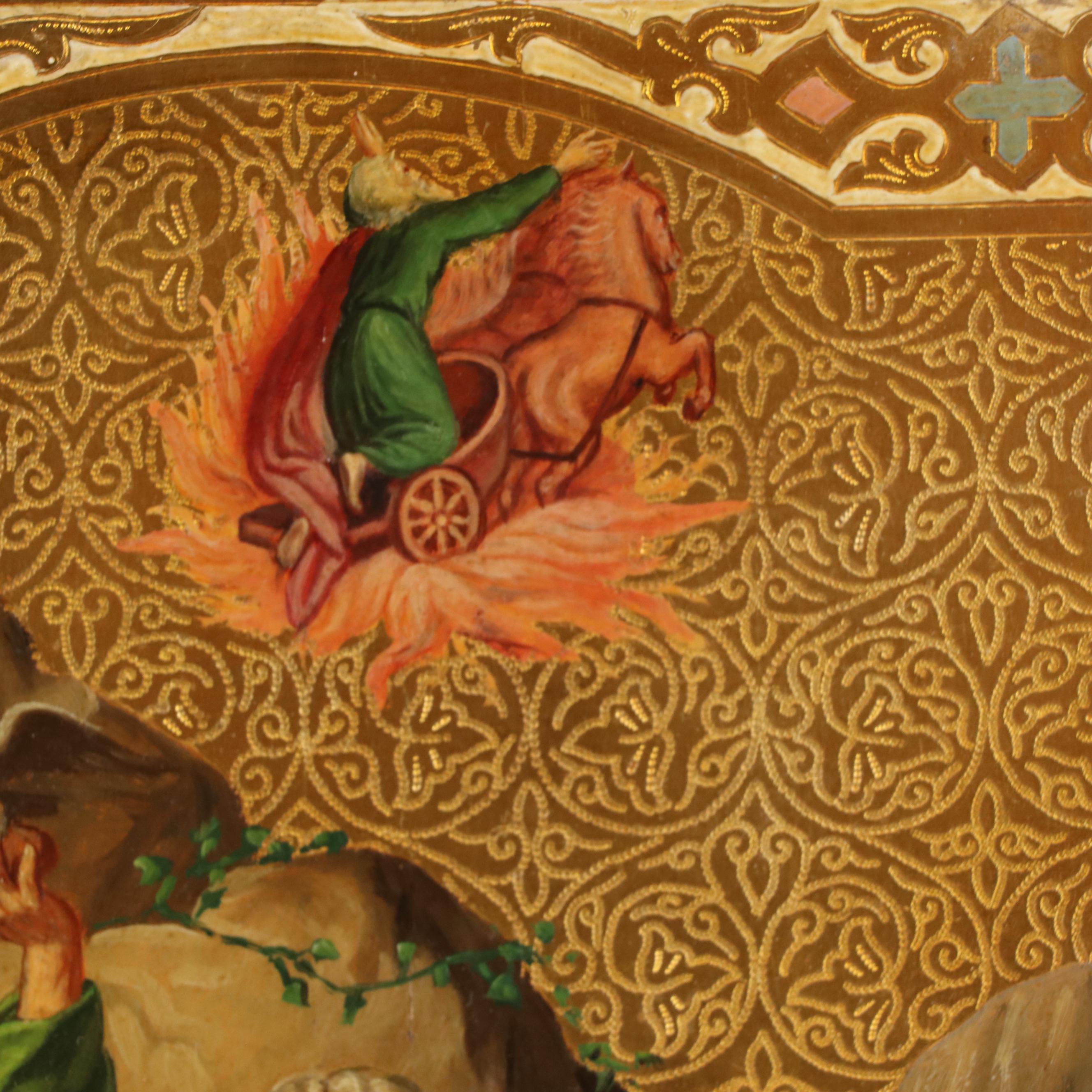 Russian Icon of St. Elias and His Fiery Ascension into Heaven, 19th Century