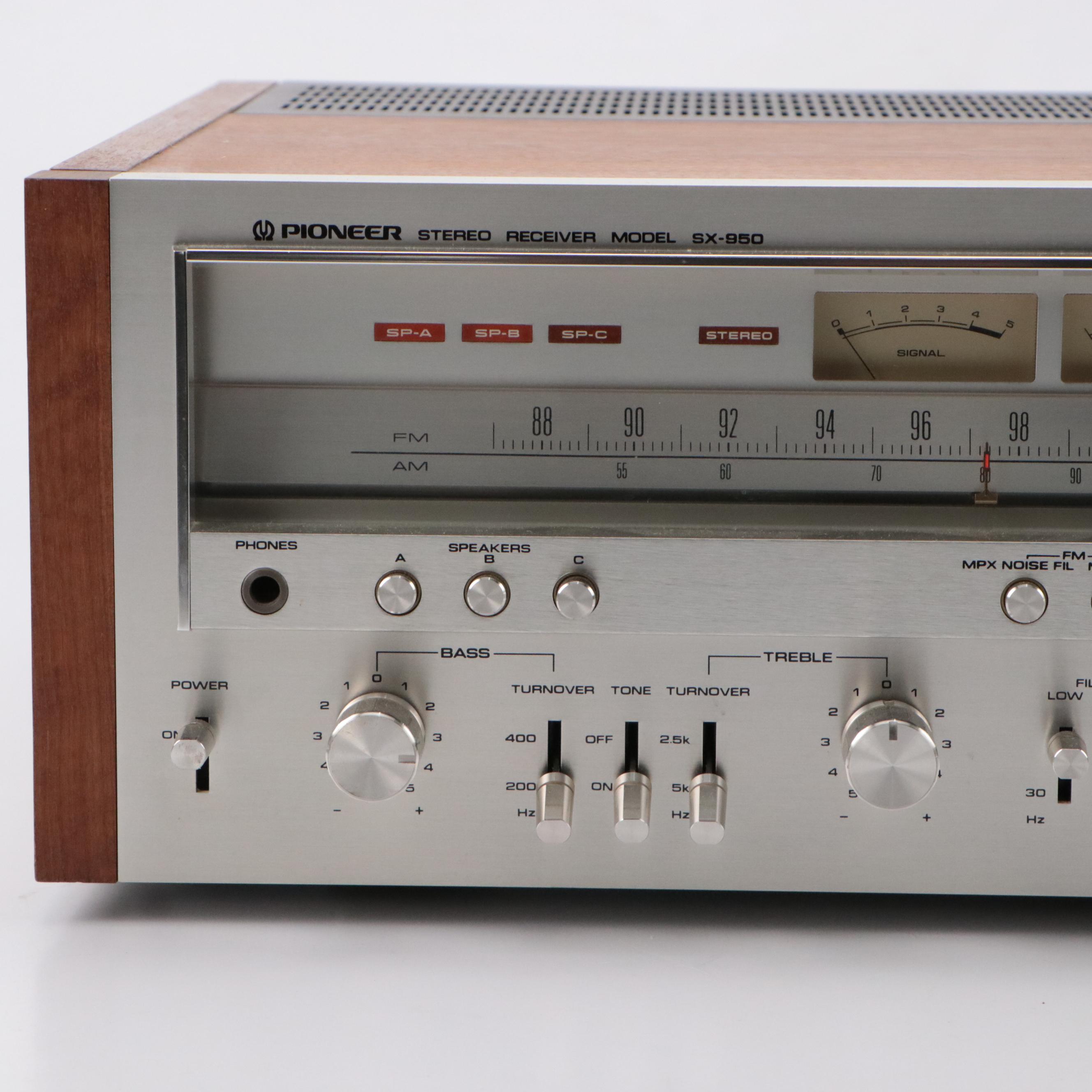 Pioneer AM/FM Stereo Receiver Model SX-950 with Veneer Cabinet, 1970s