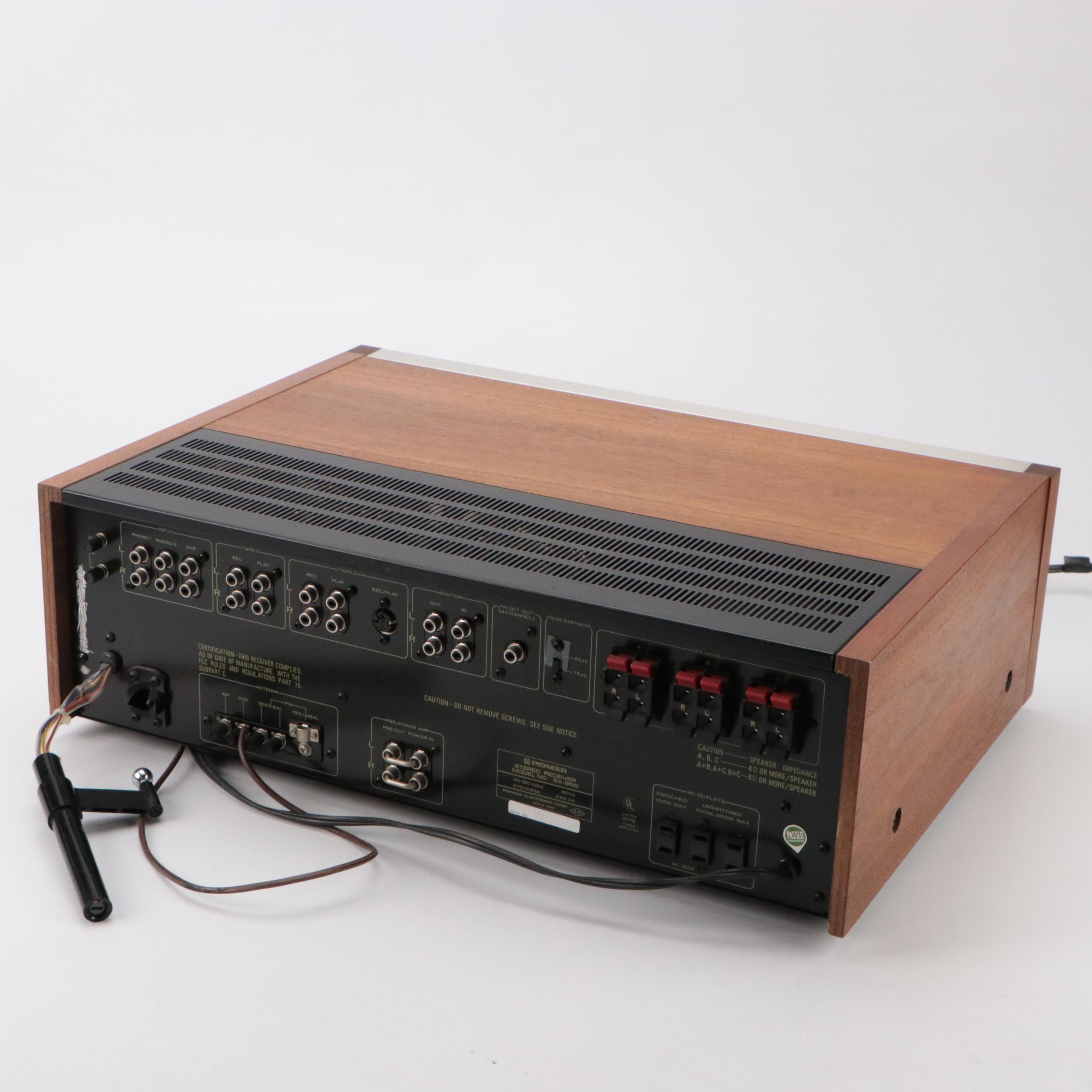 Pioneer AM/FM Stereo Receiver Model SX-950 with Veneer Cabinet, 1970s