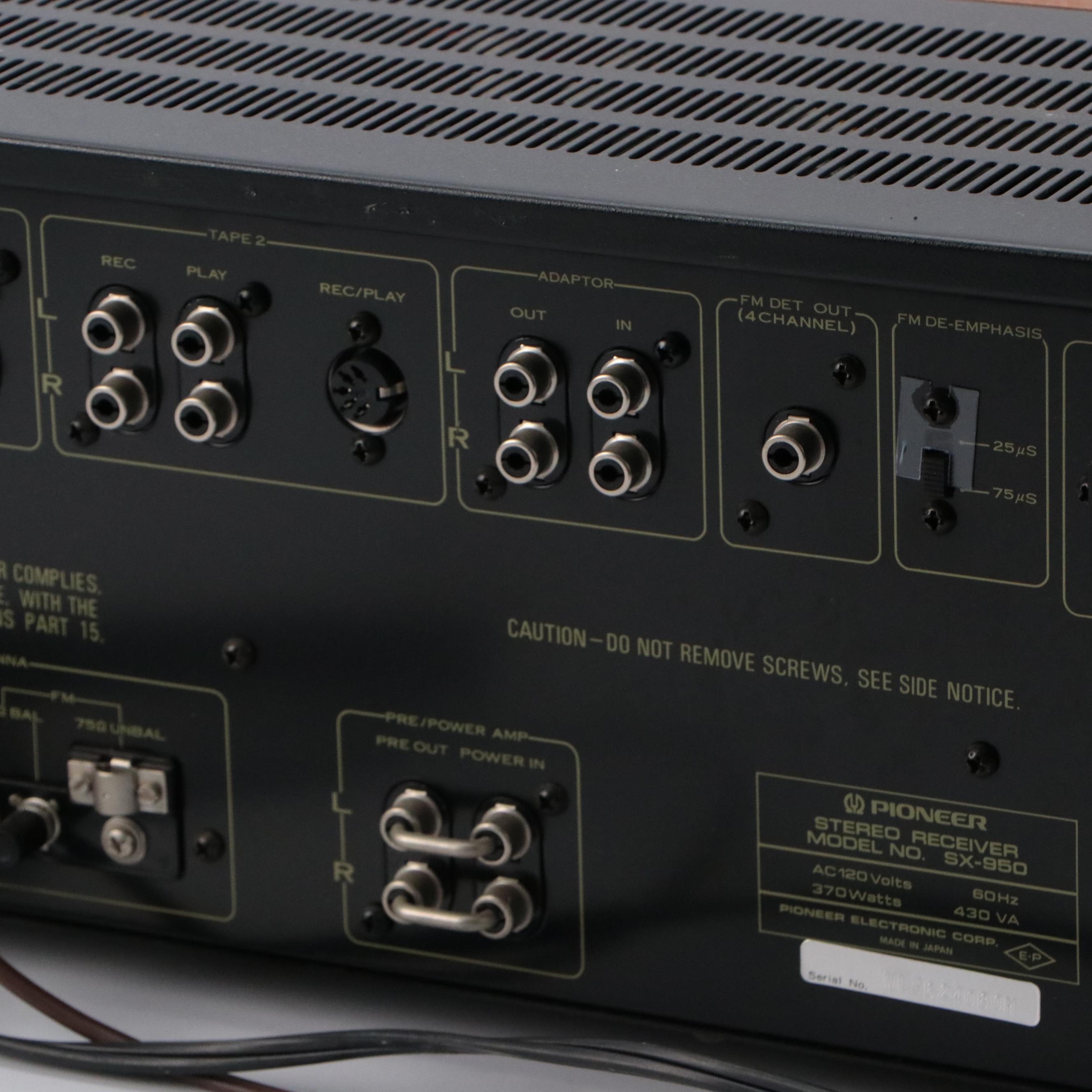 Pioneer AM/FM Stereo Receiver Model SX-950 with Veneer Cabinet, 1970s