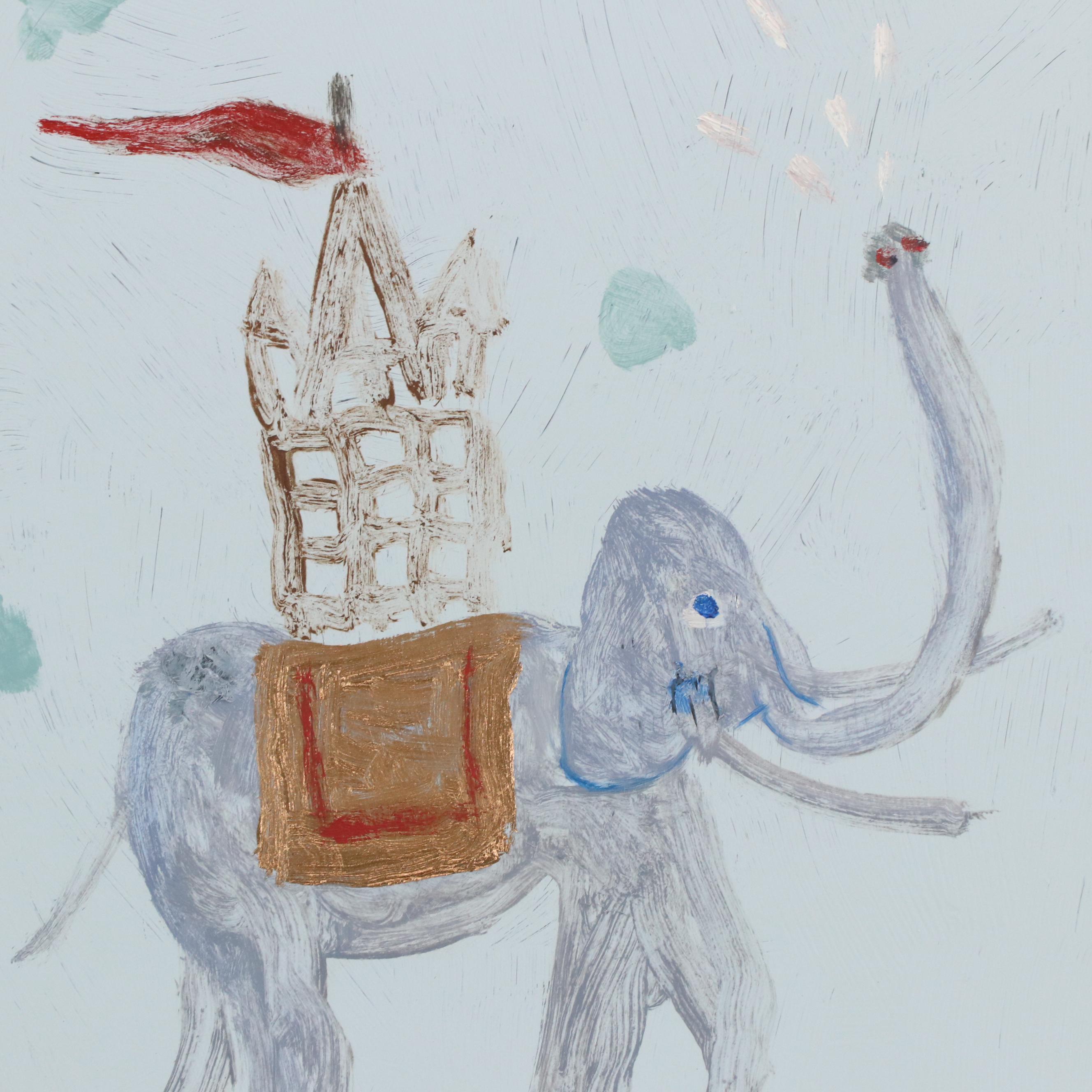 Philip the Transplant Mixed Media Painting "Elephant," 2023