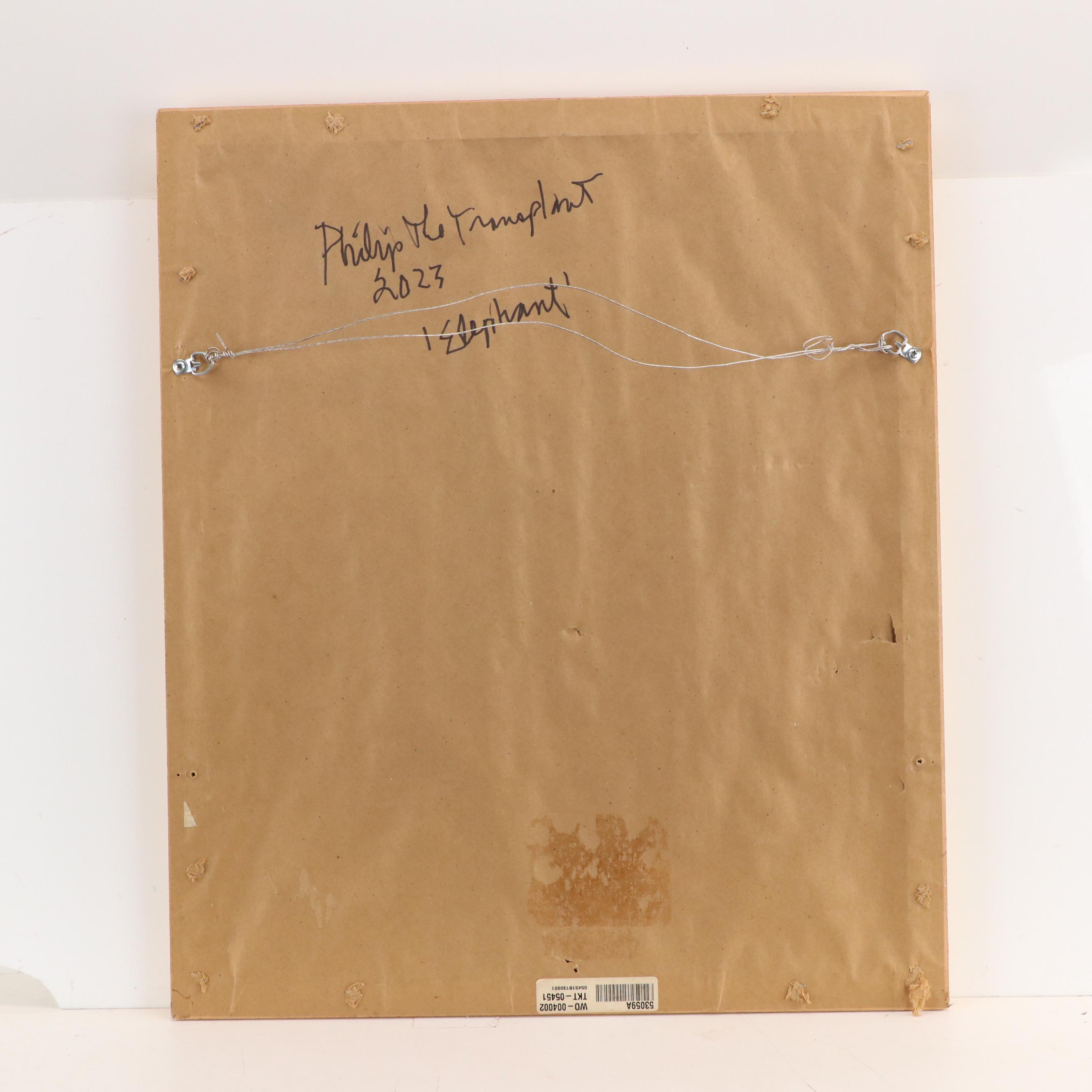 Philip the Transplant Mixed Media Painting "Elephant," 2023