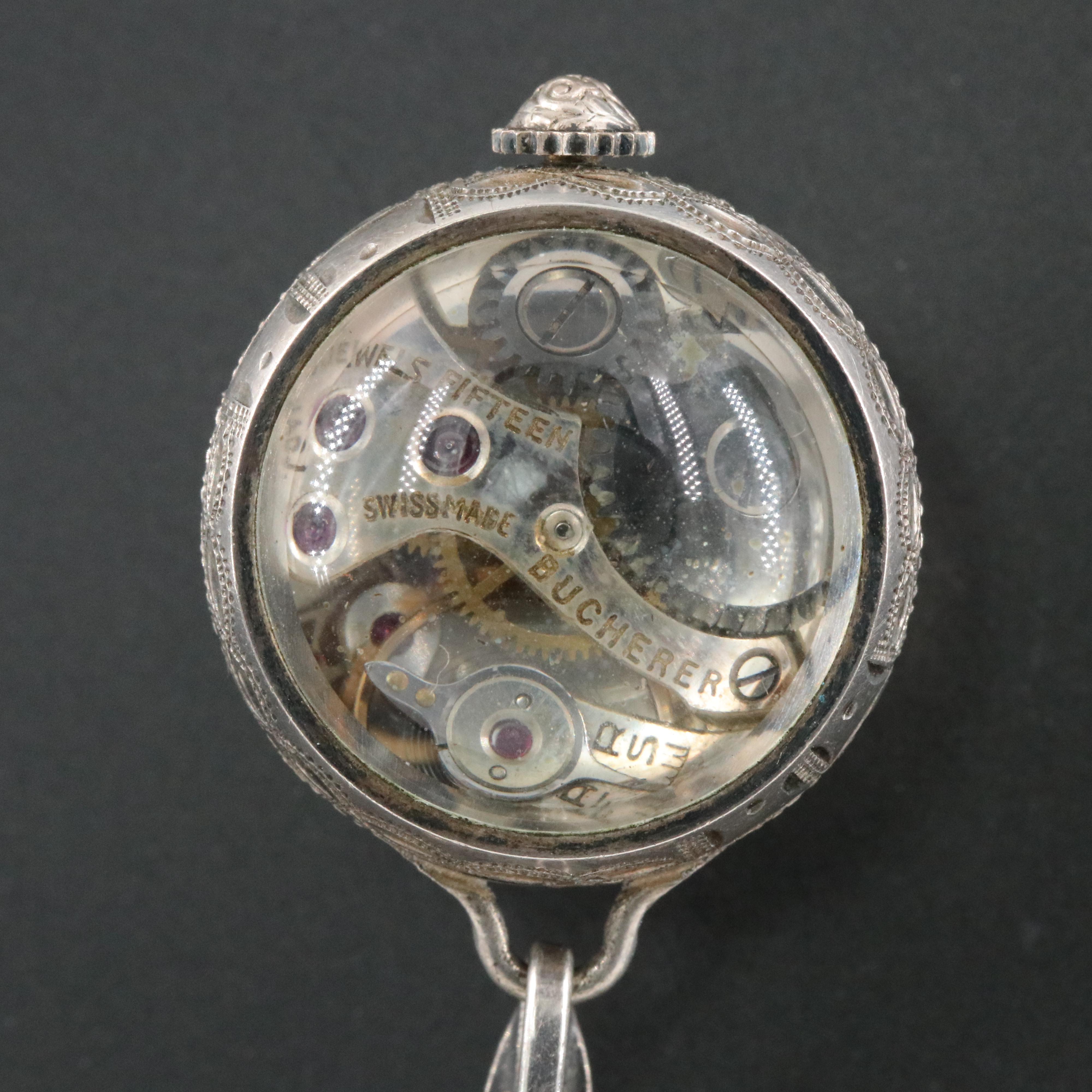 C. Bucherer Swiss Stem Wind Pendant Watch