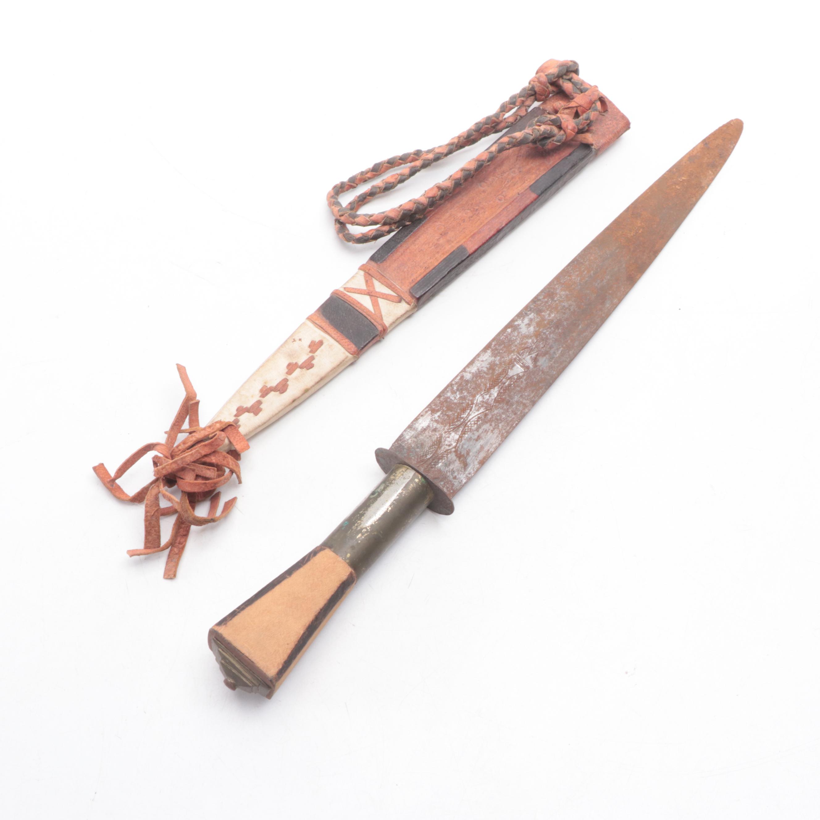 Souvenir Tuareg Dagger With Hand Scythe, Yoruba "Ada Ogun", Luba Spear, More