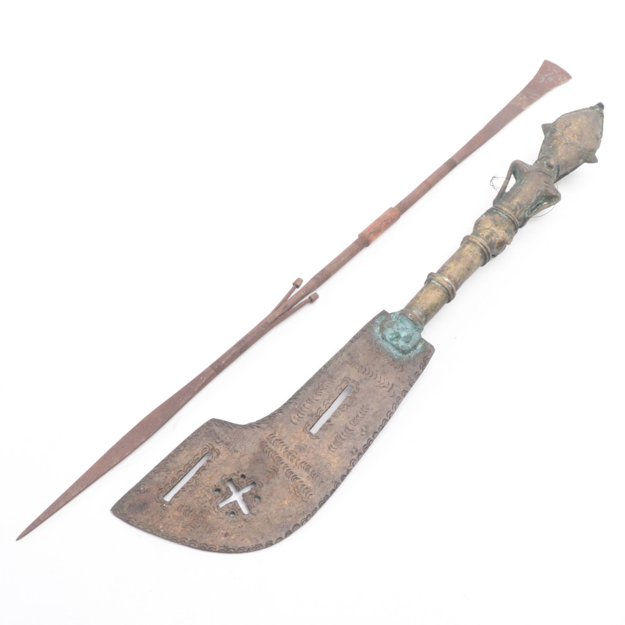 Souvenir Tuareg Dagger With Hand Scythe, Yoruba "Ada Ogun", Luba Spear, More