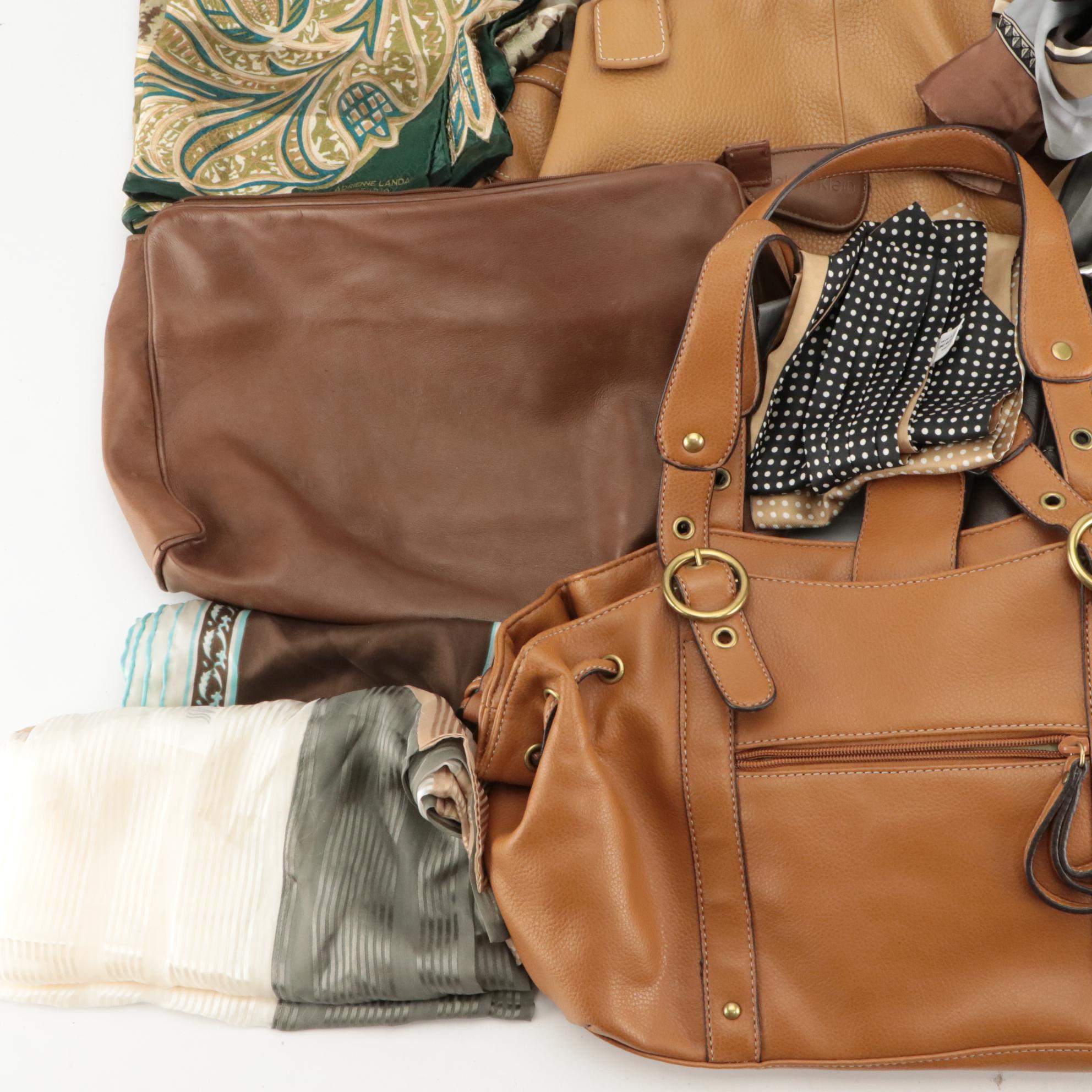 Assorted Scarves and Bags Featuring Dolce & Gabbana and Oscar de La Renta