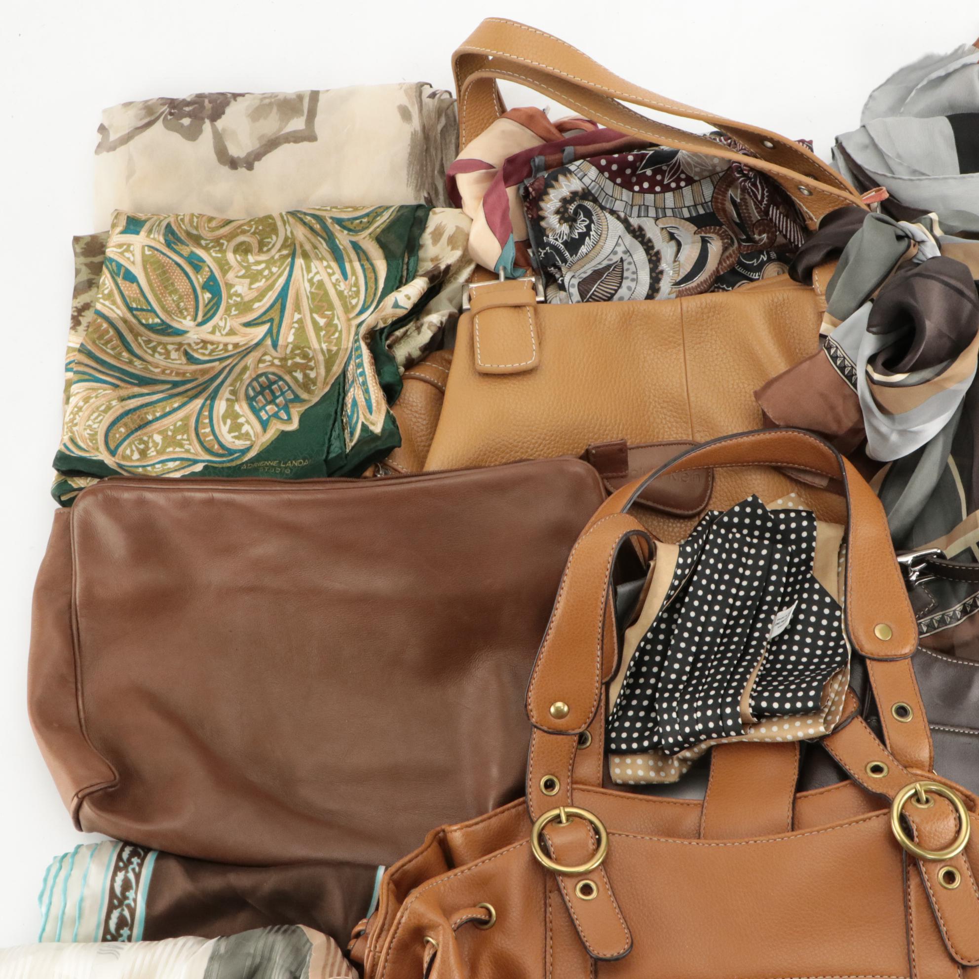 Assorted Scarves and Bags Featuring Dolce & Gabbana and Oscar de La Renta