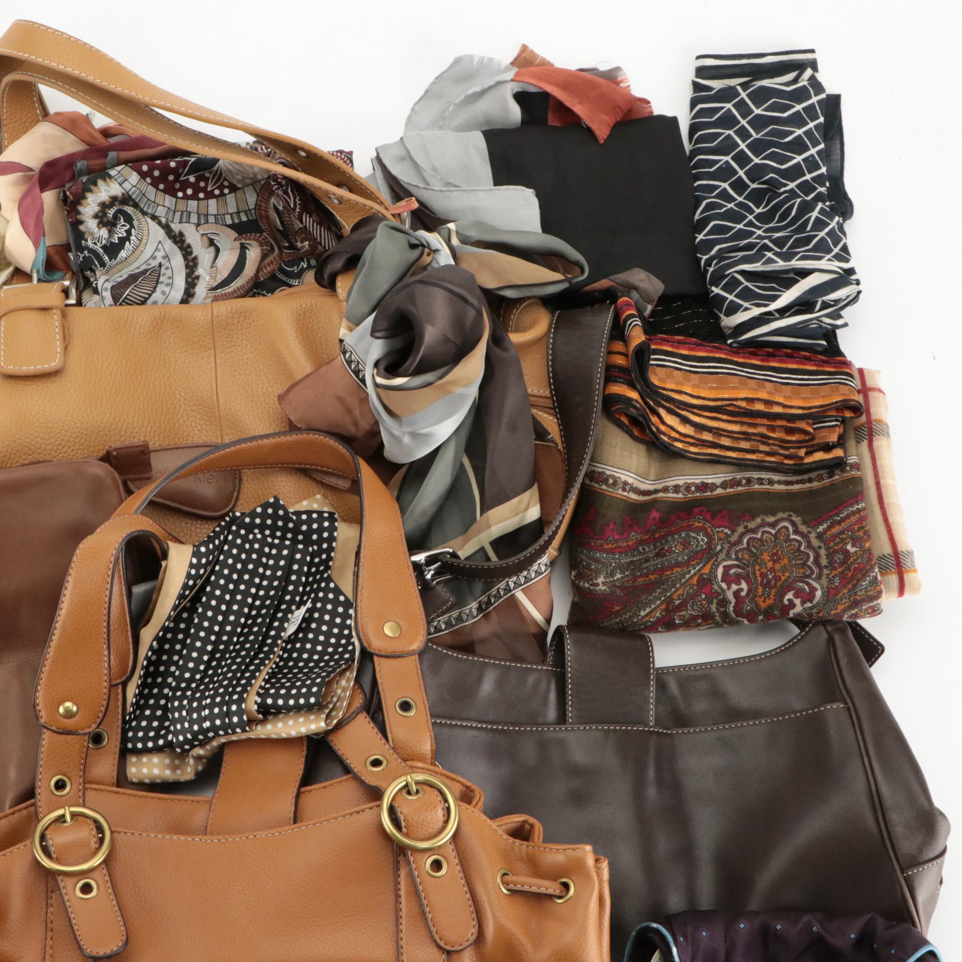 Assorted Scarves and Bags Featuring Dolce & Gabbana and Oscar de La Renta