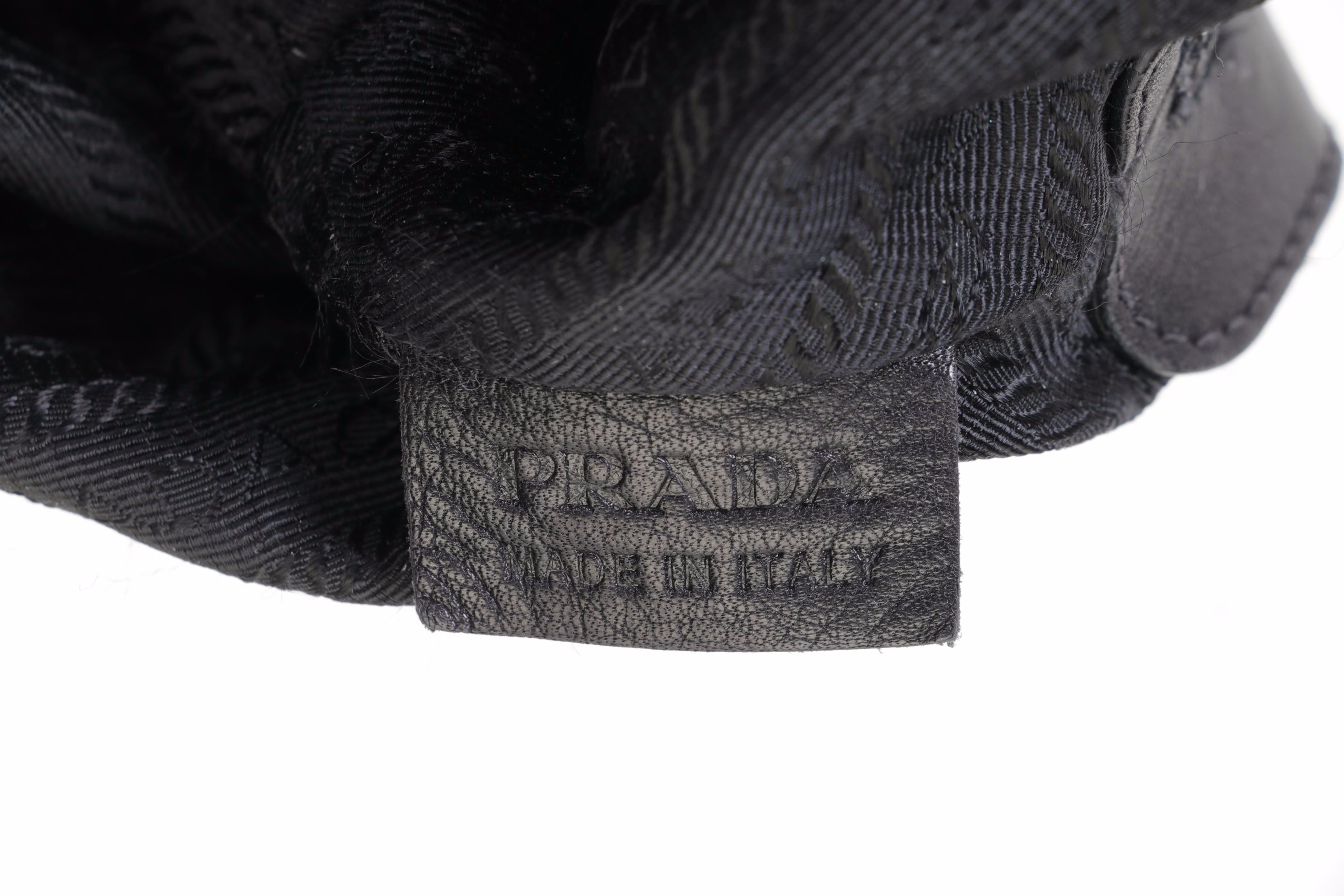 Prada Nero Soft Calf Bowler Bag With Pleated Top