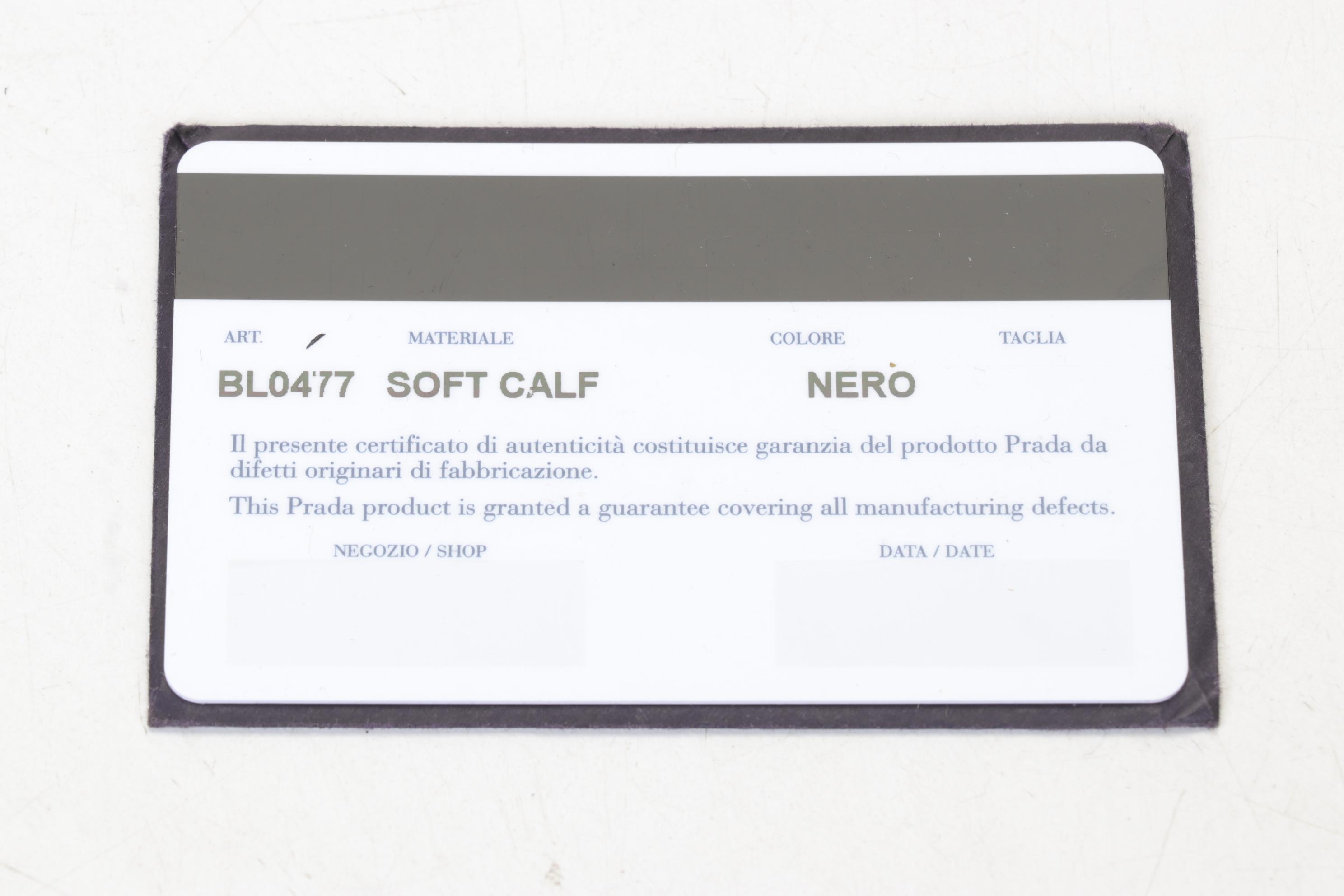 Prada Nero Soft Calf Bowler Bag With Pleated Top