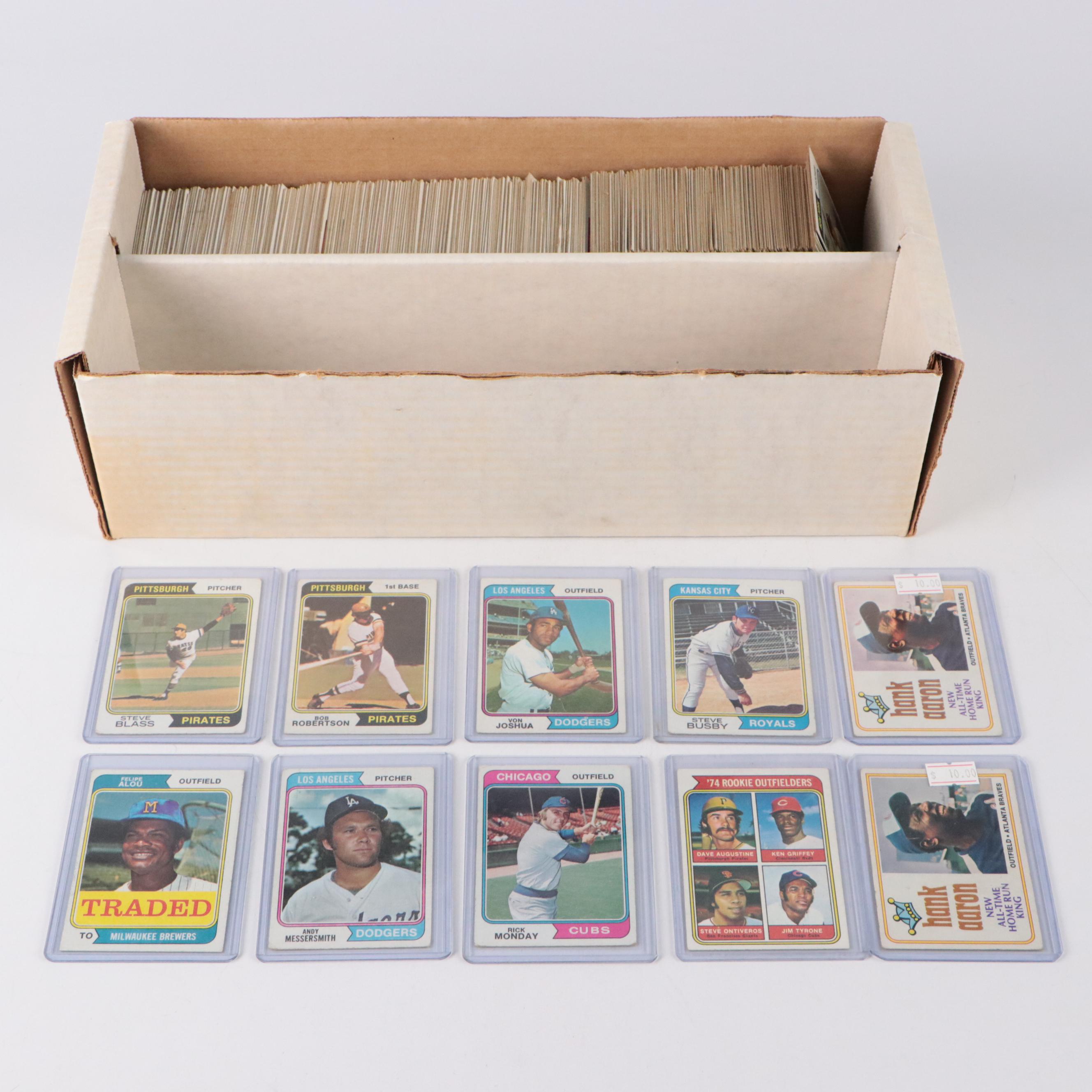 1974 Topps Baseball Cards Featuring Hank Aaron, Ken Griffey Sr. Rookie, and More