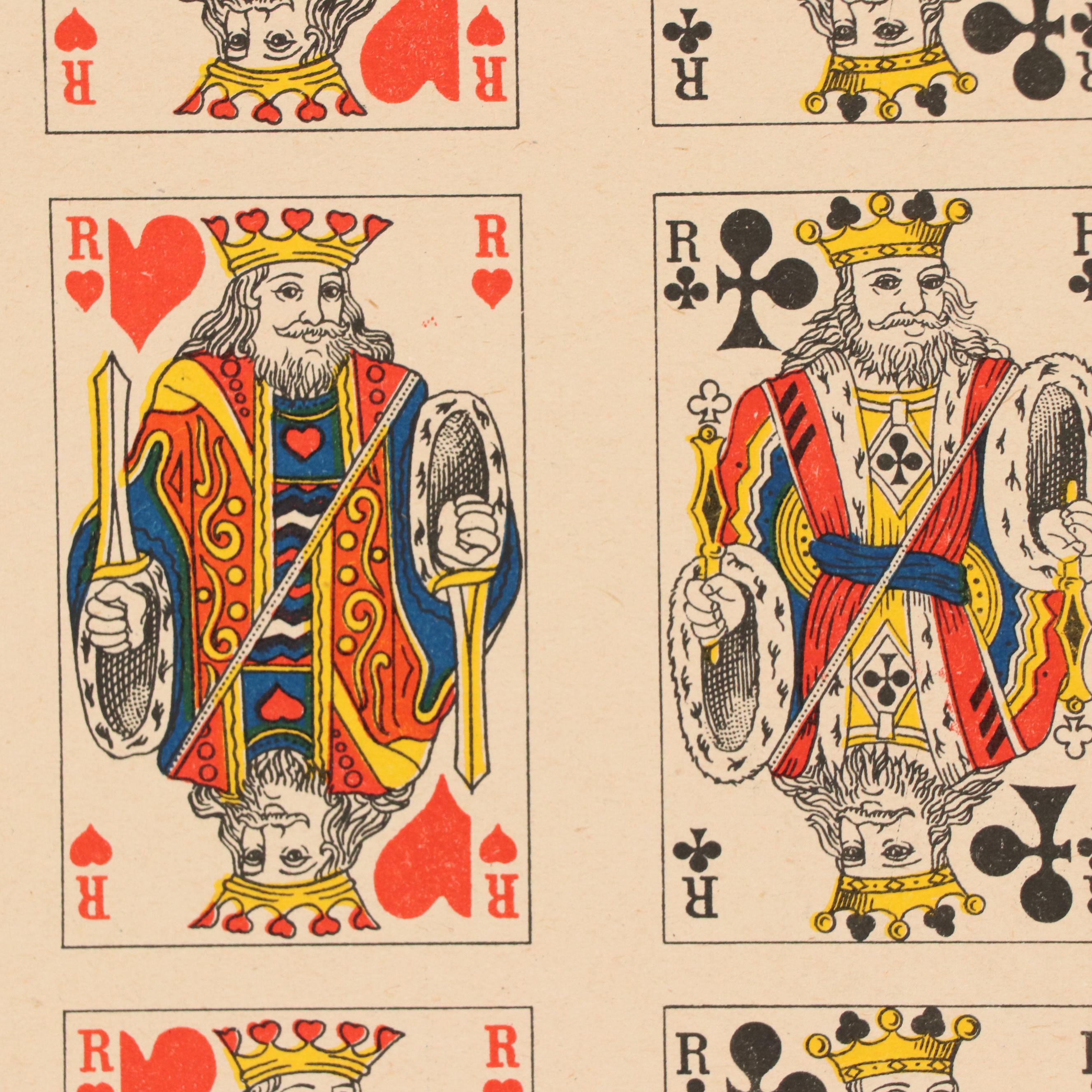 Uncut Sheet of French Suited Late Paris Pattern After LeClair Playing Cards