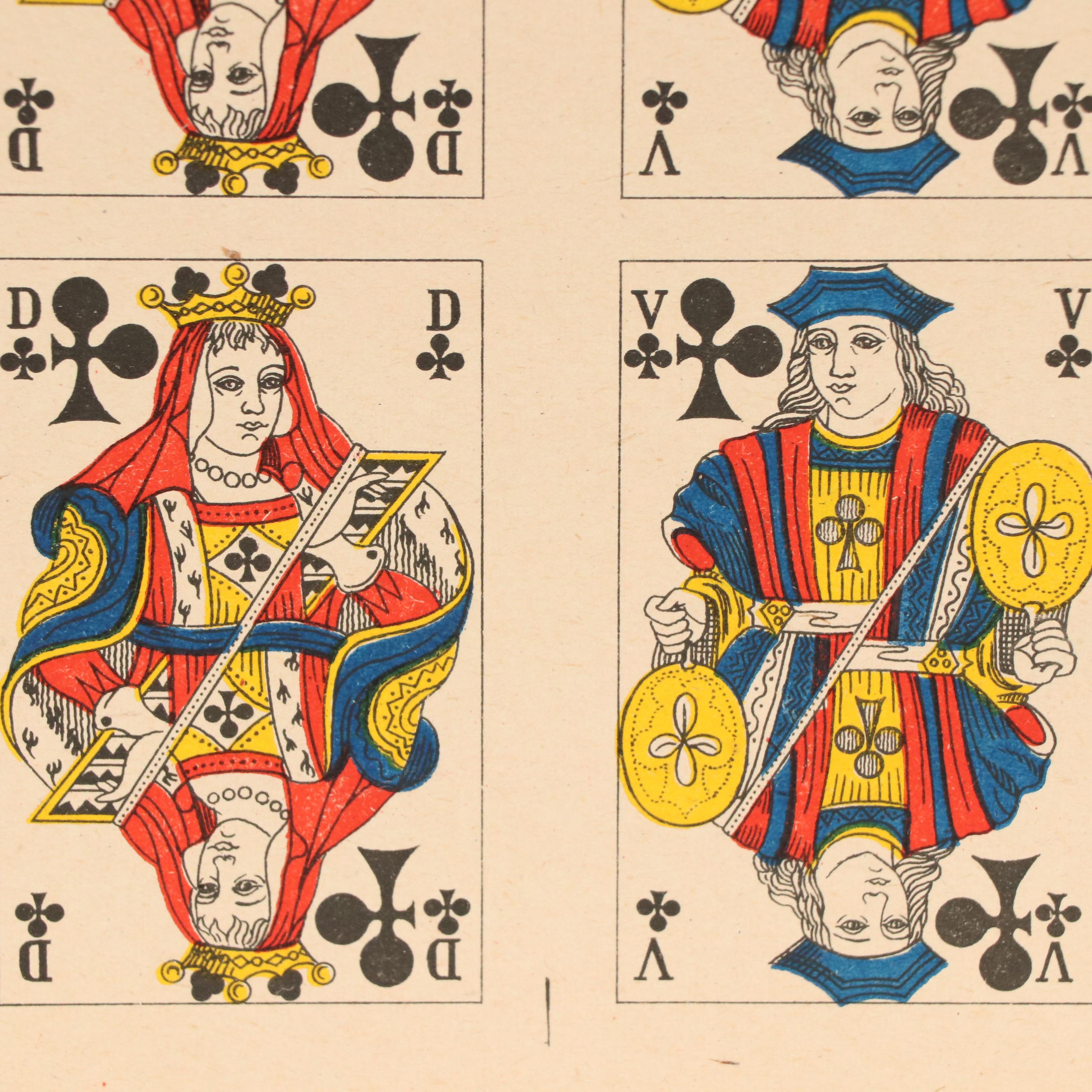 Uncut Sheet of French Suited Late Paris Pattern After LeClair Playing Cards
