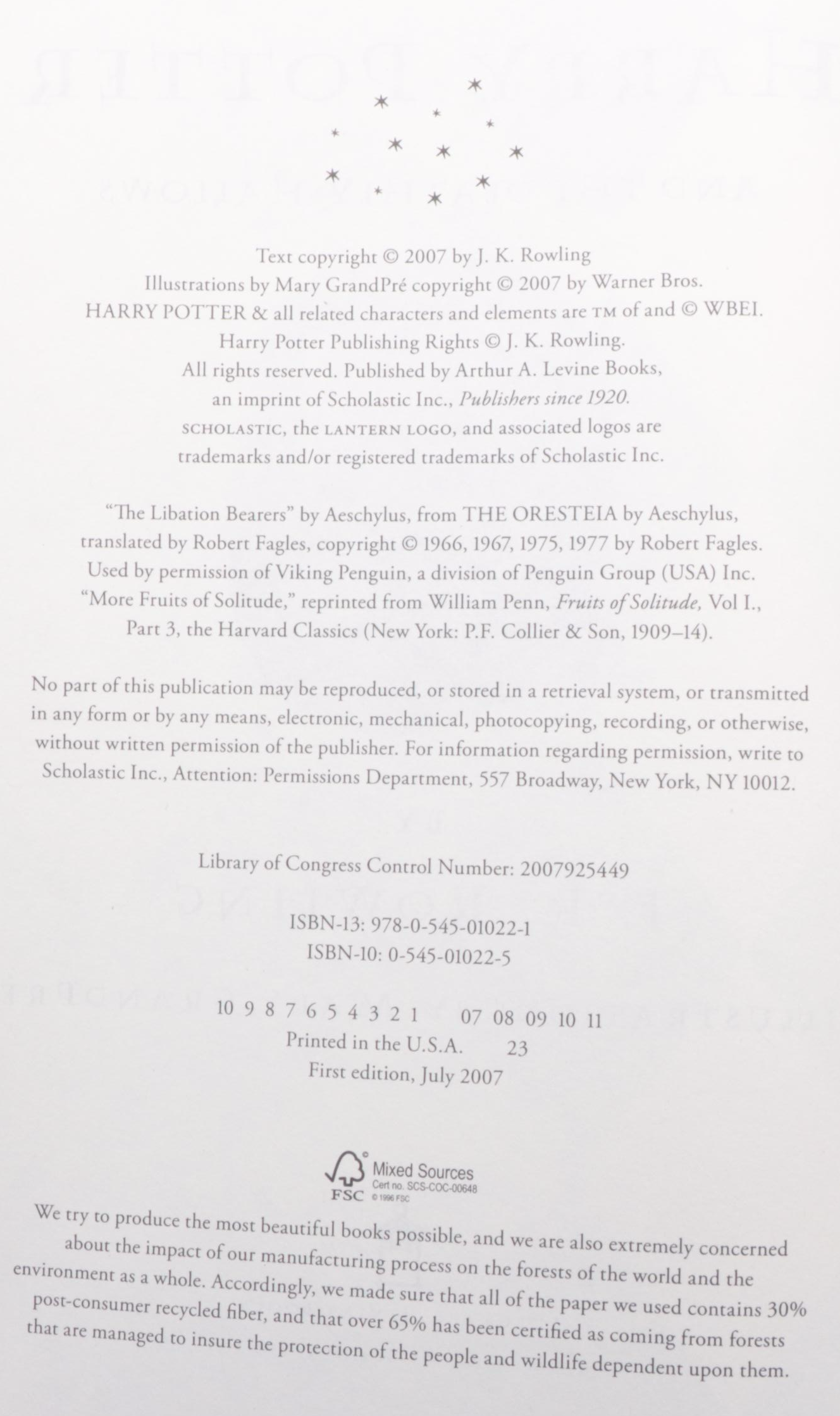 First American Edition "Harry Potter" Complete Series by J. K. Rowling