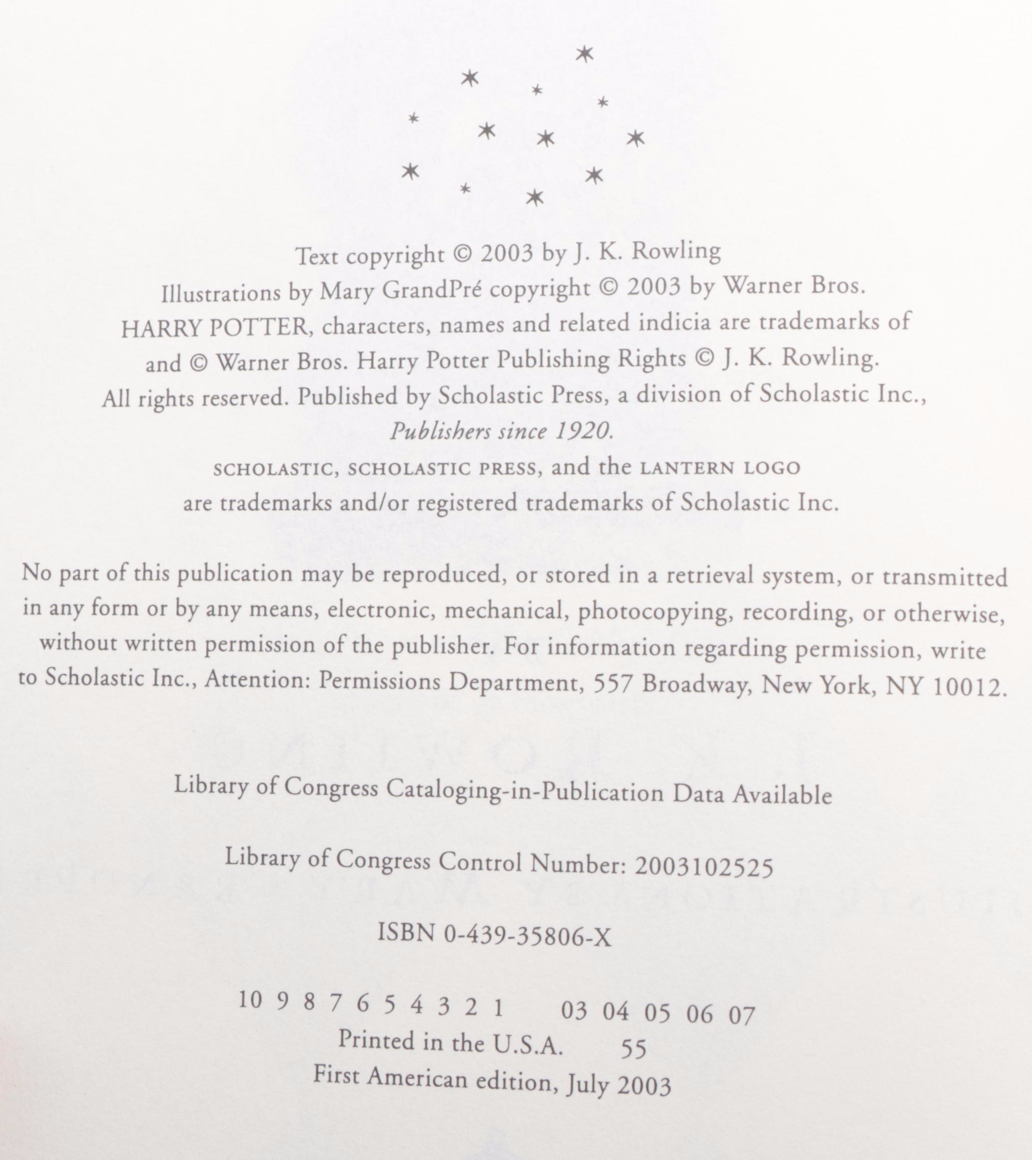 First American Edition "Harry Potter" Complete Series by J. K. Rowling