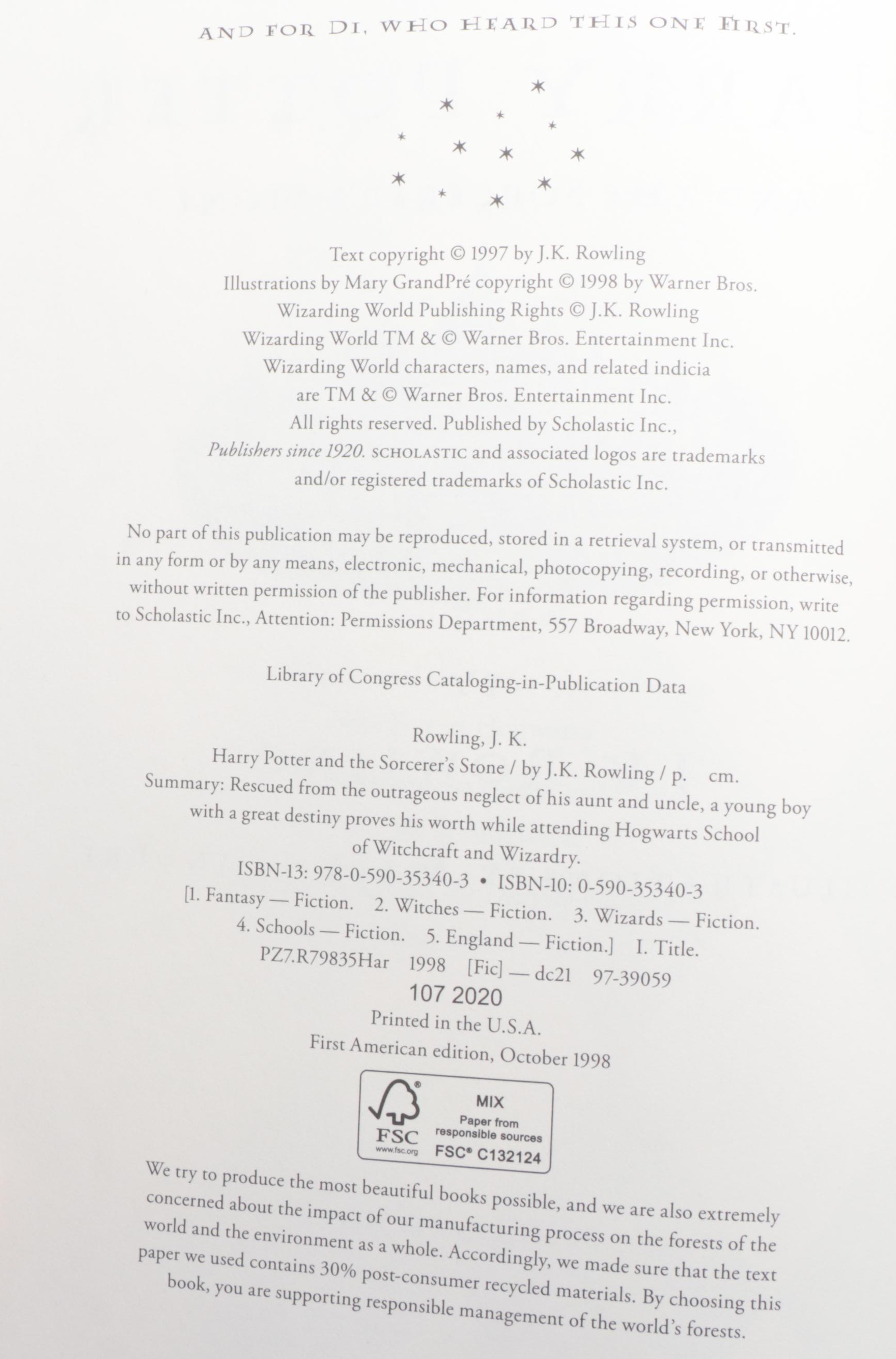 First American Edition "Harry Potter" Complete Series by J. K. Rowling