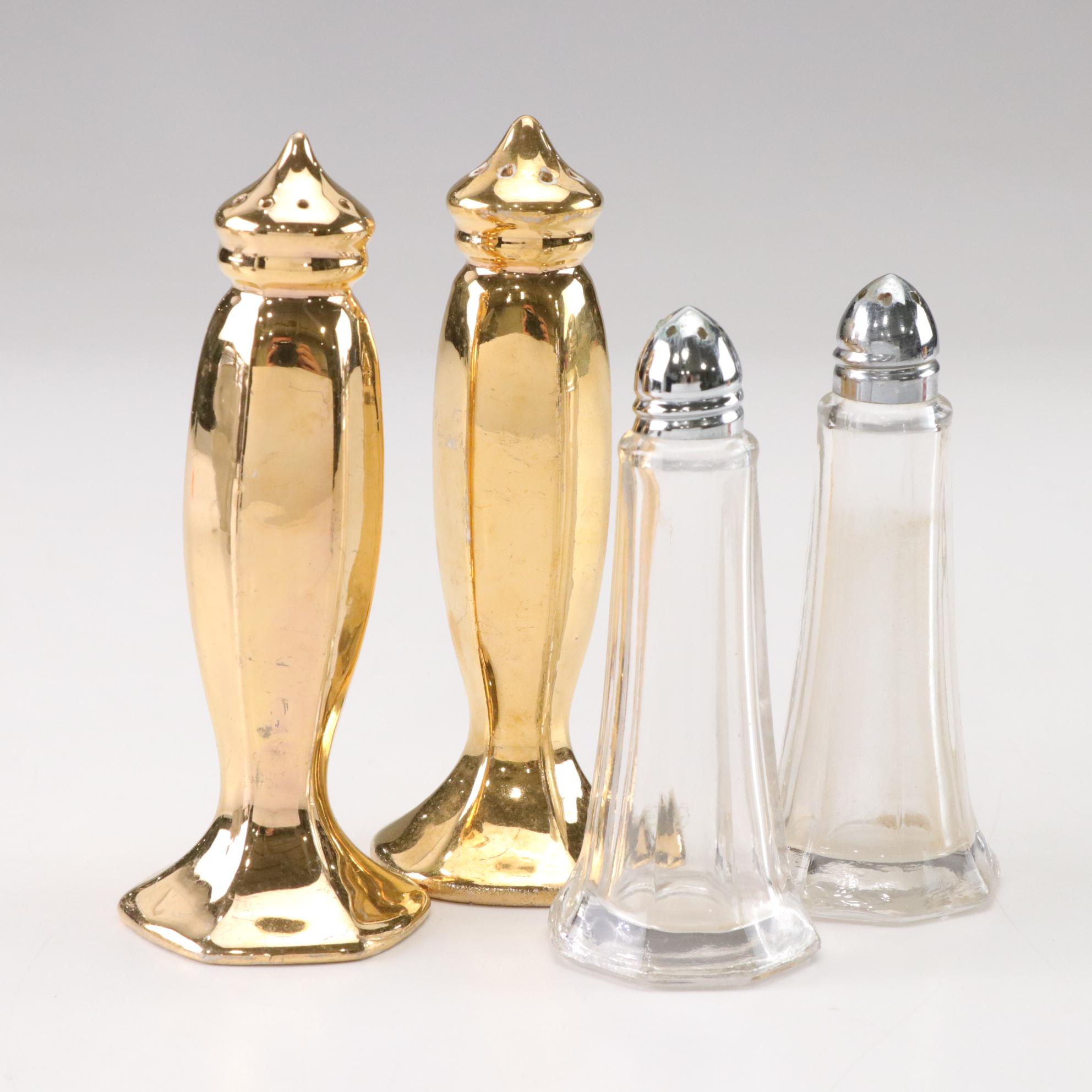 Salt and Pepper Shakers in Glass, Plastic, Ceramic, Metal, and Stone