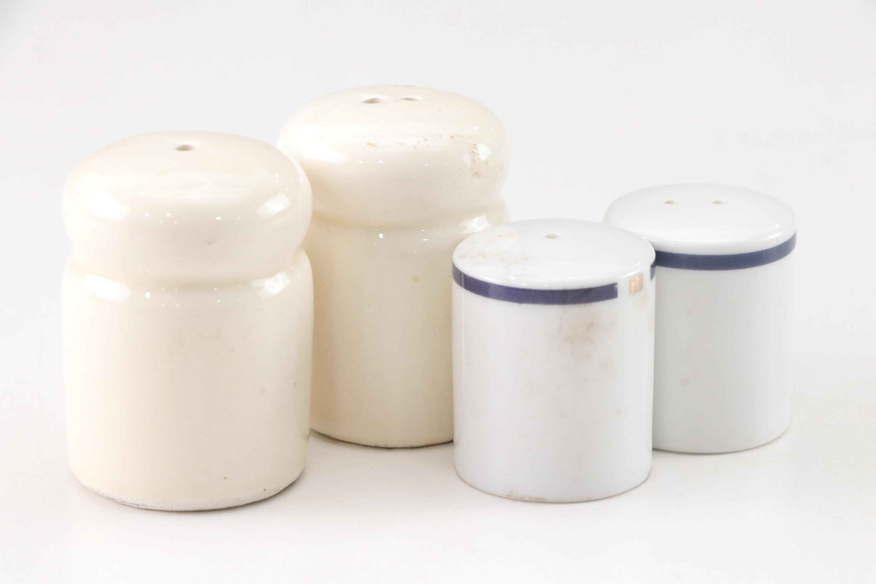 Salt and Pepper Shakers in Glass, Plastic, Ceramic, Metal, and Stone