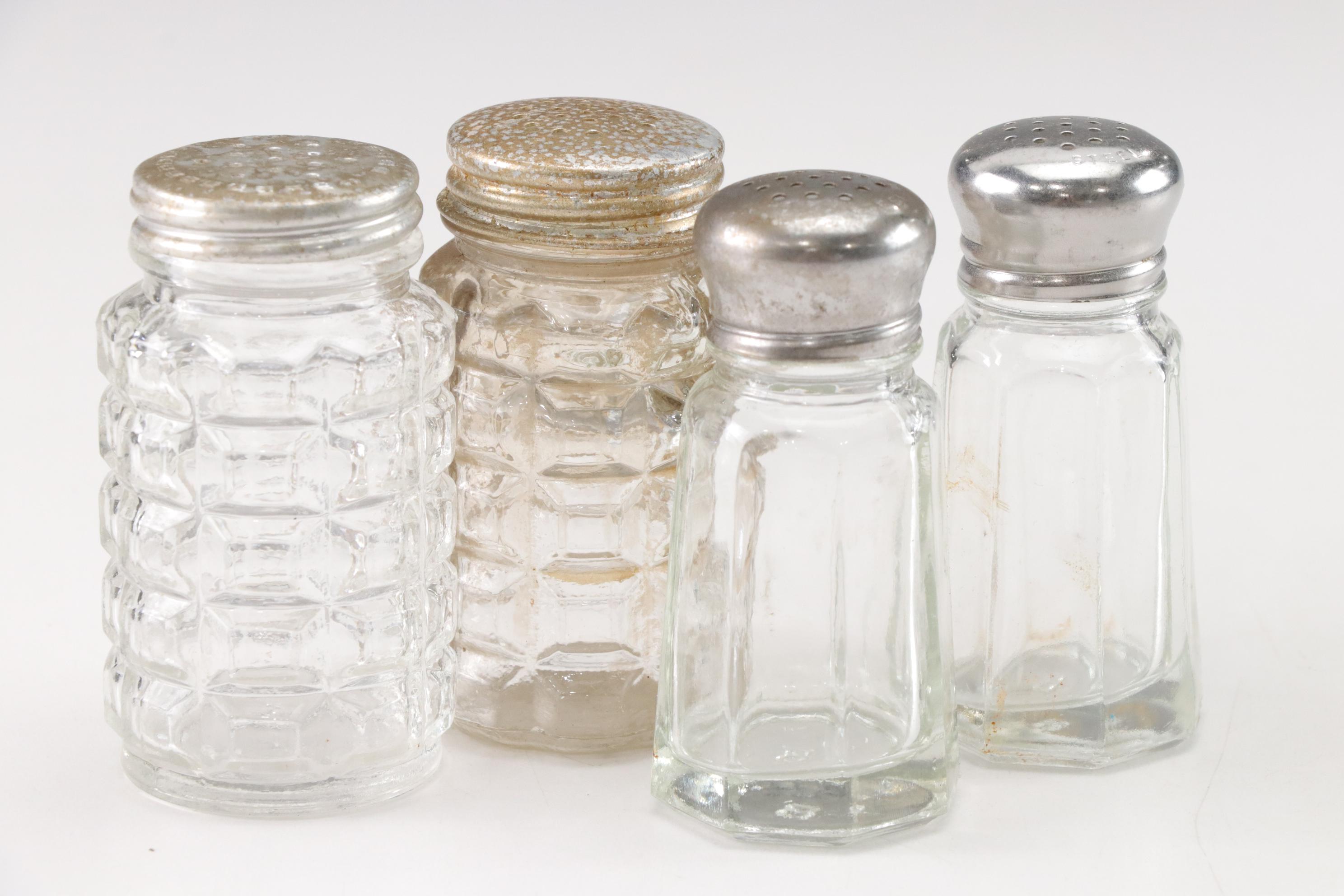 Salt and Pepper Shakers in Glass, Plastic, Ceramic, Metal, and Stone