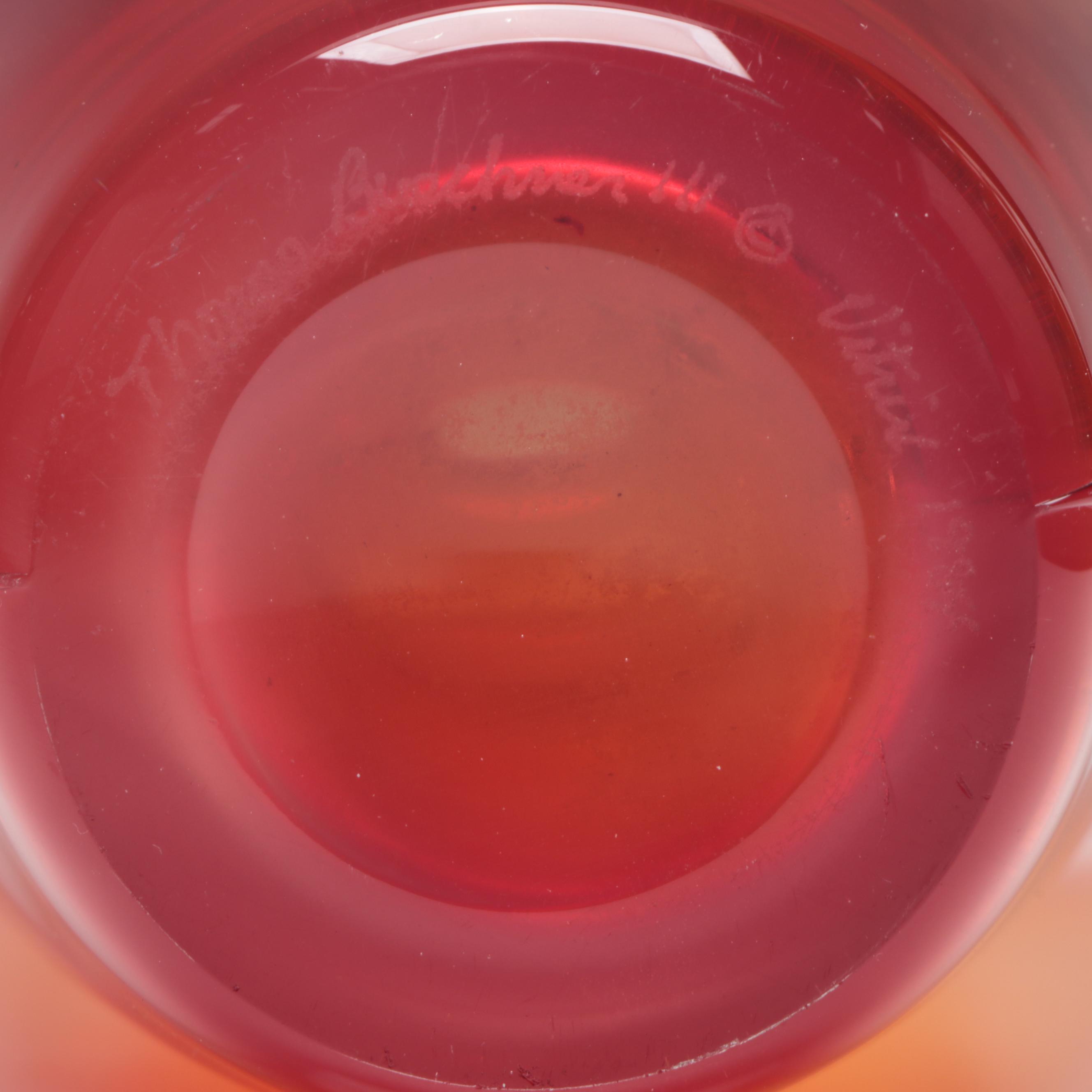 Thomas Buechner III for Vitrix Blown Art Glass Vase With Applied Trails, 1984