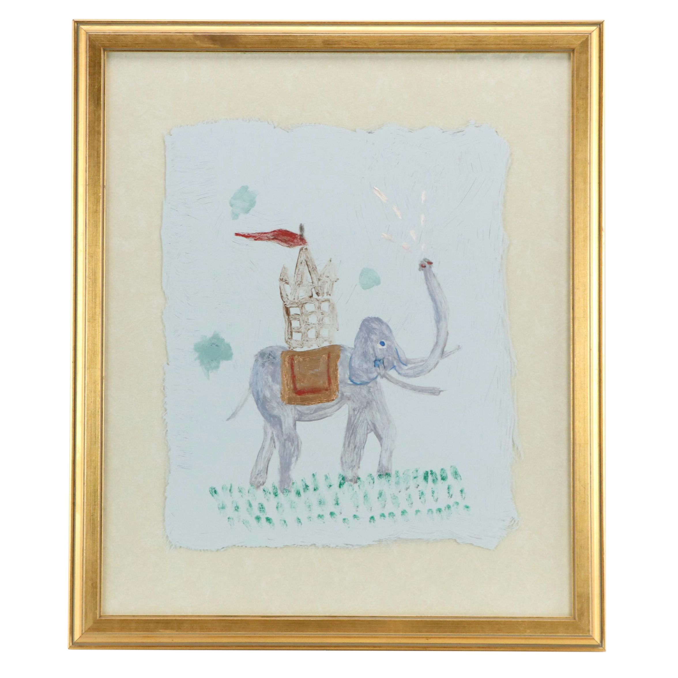 Philip the Transplant Mixed Media Painting "Elephant," 2023