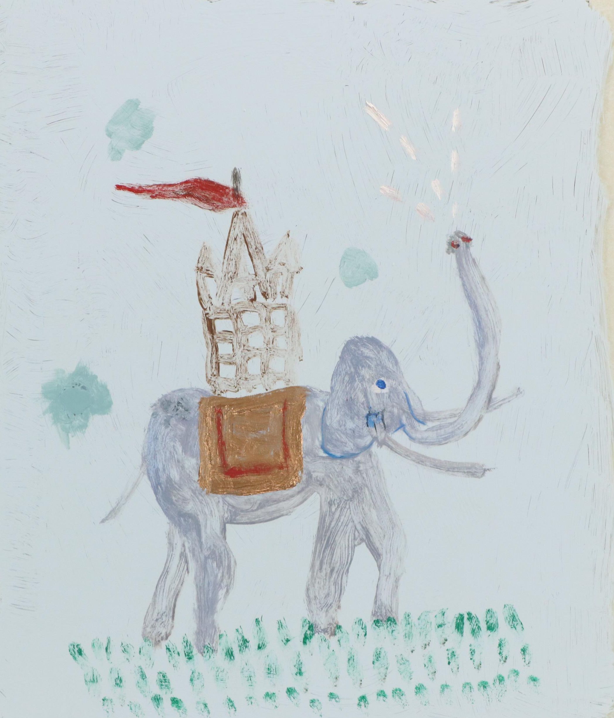 Philip the Transplant Mixed Media Painting "Elephant," 2023