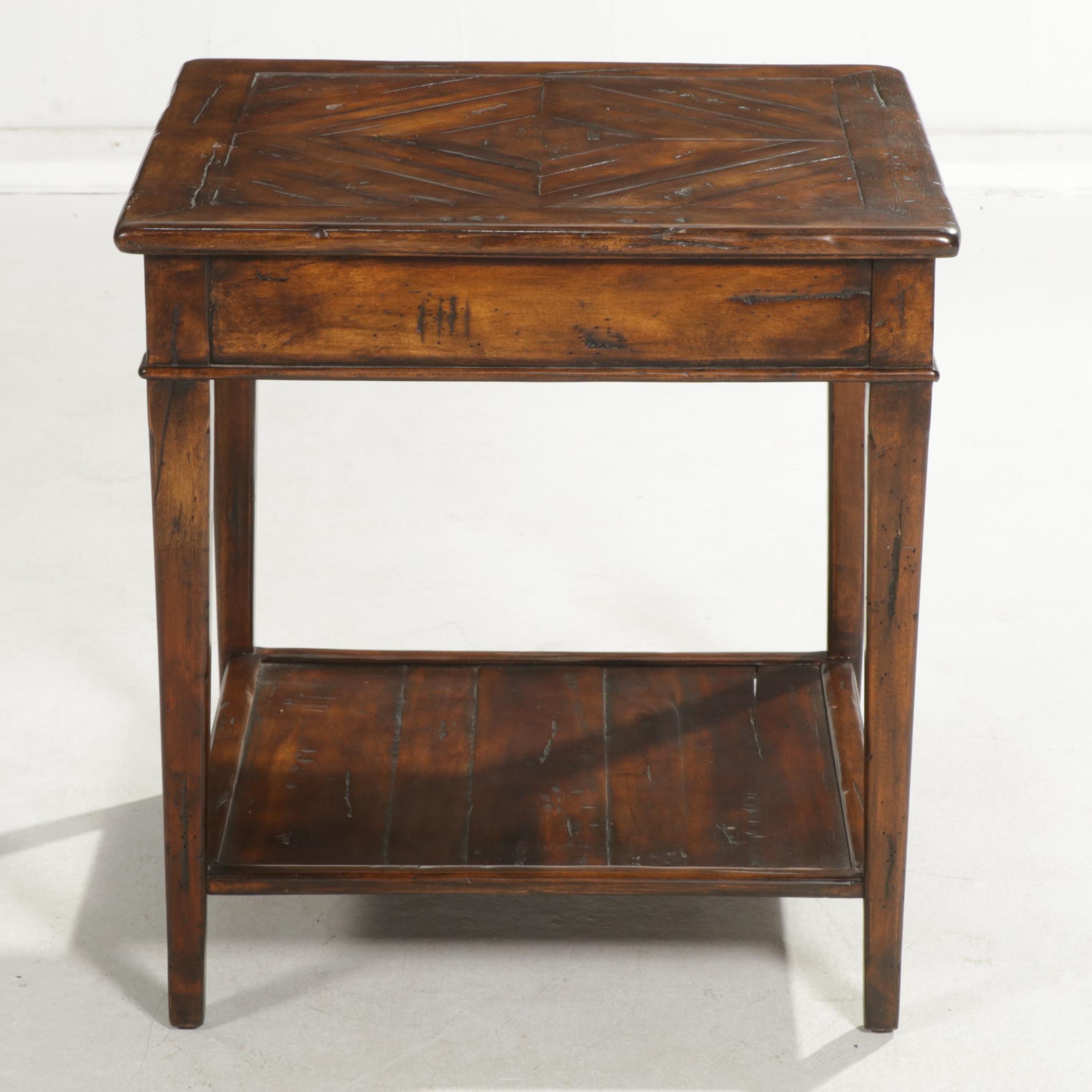 Theodore Alexander  Rustic Side Table with Castle Bromwich Antique Wood