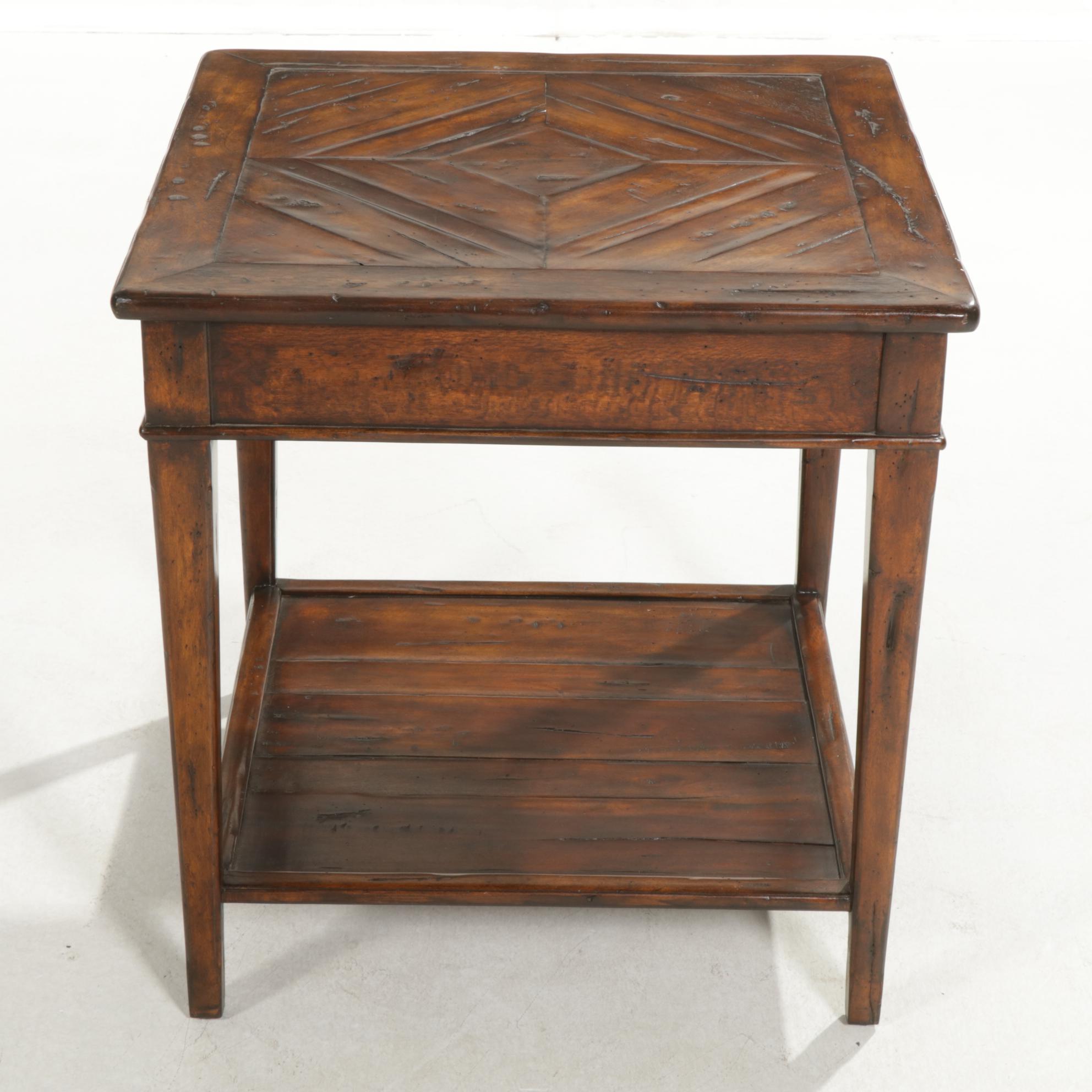 Theodore Alexander  Rustic Side Table with Castle Bromwich Antique Wood