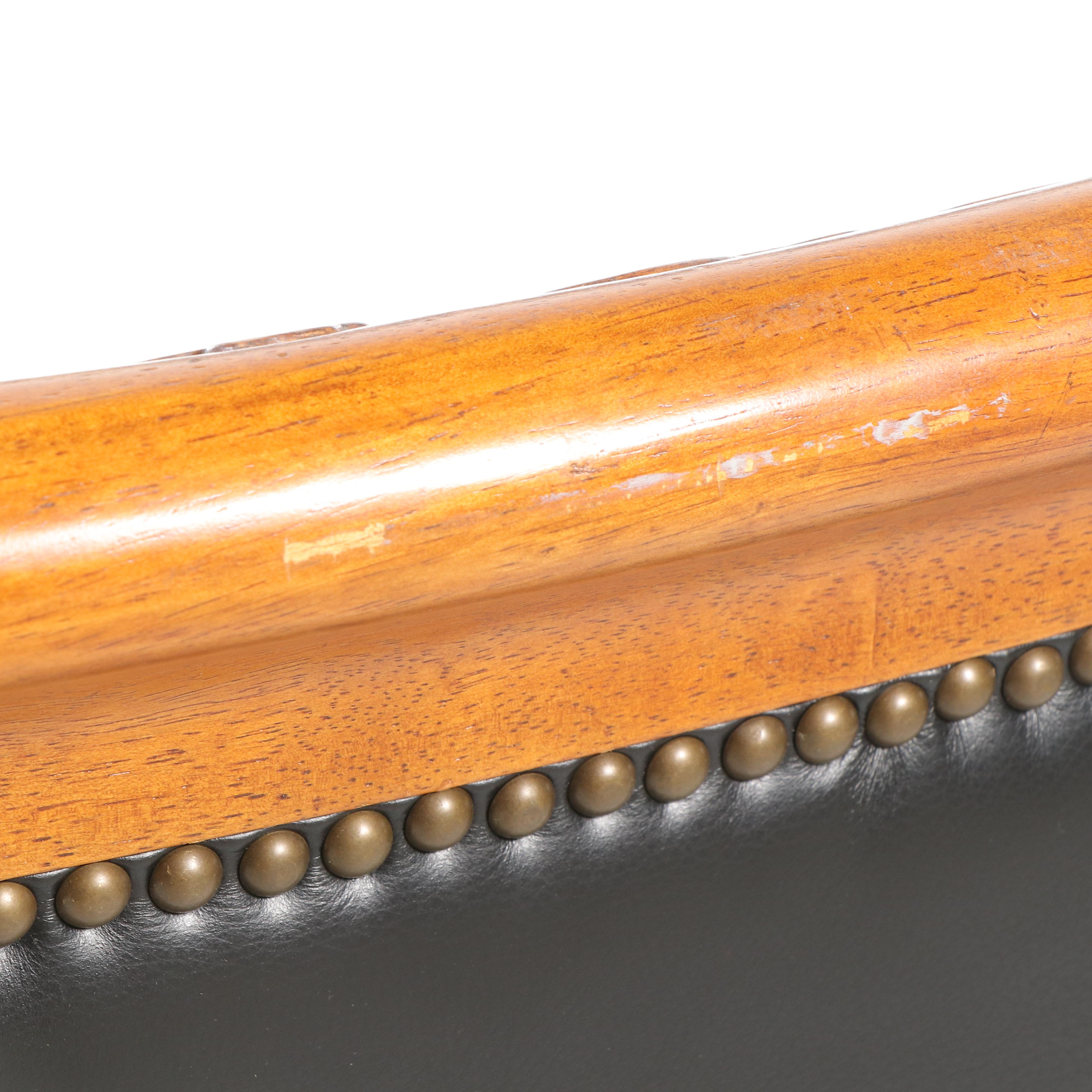 Contemporary Hardwood and Faux-Leather Adjustable-Height Swivel-Tilt Desk Chair