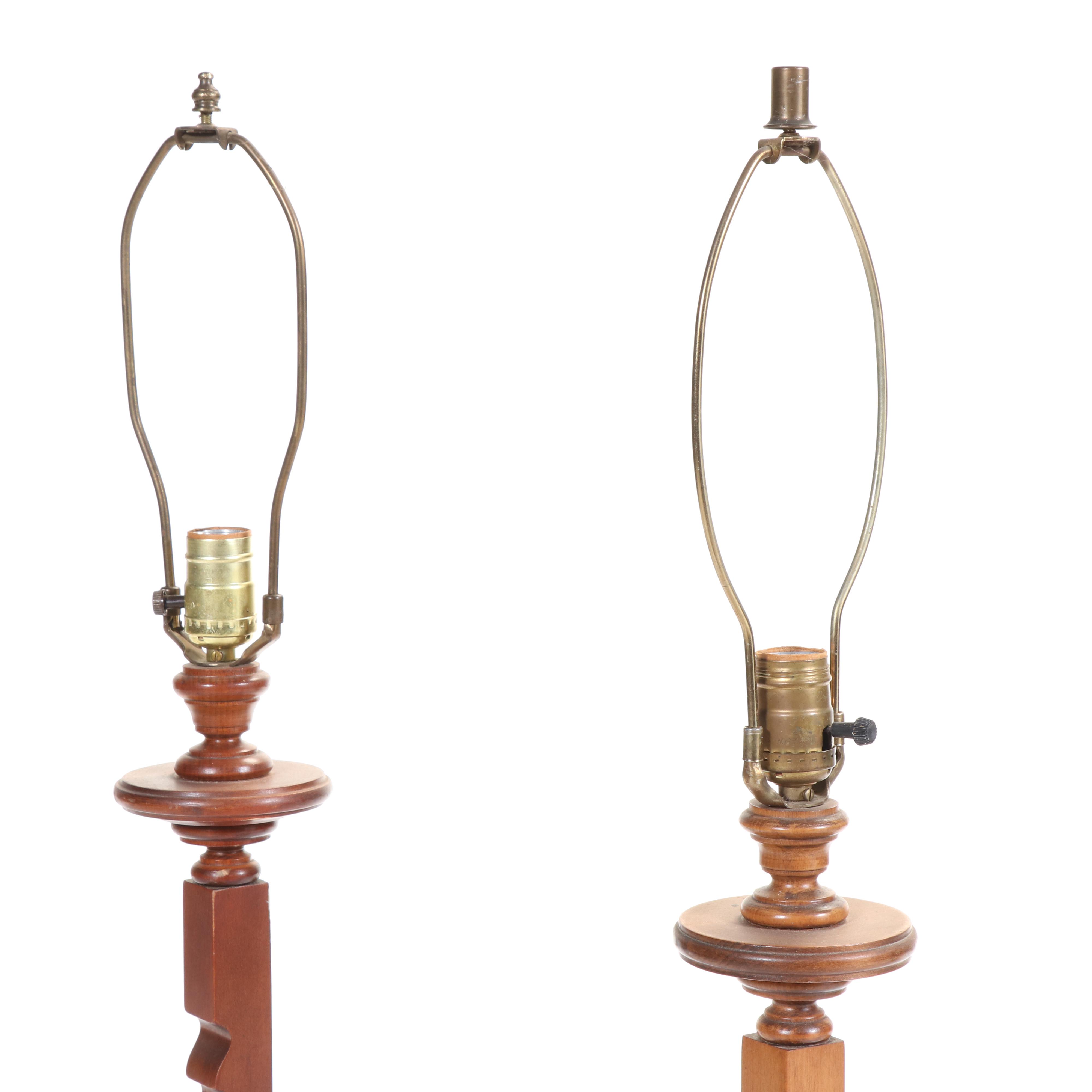 Pair of Frances Elkins for Tell City Chair Co. Maple Ratchet Floor Lamps