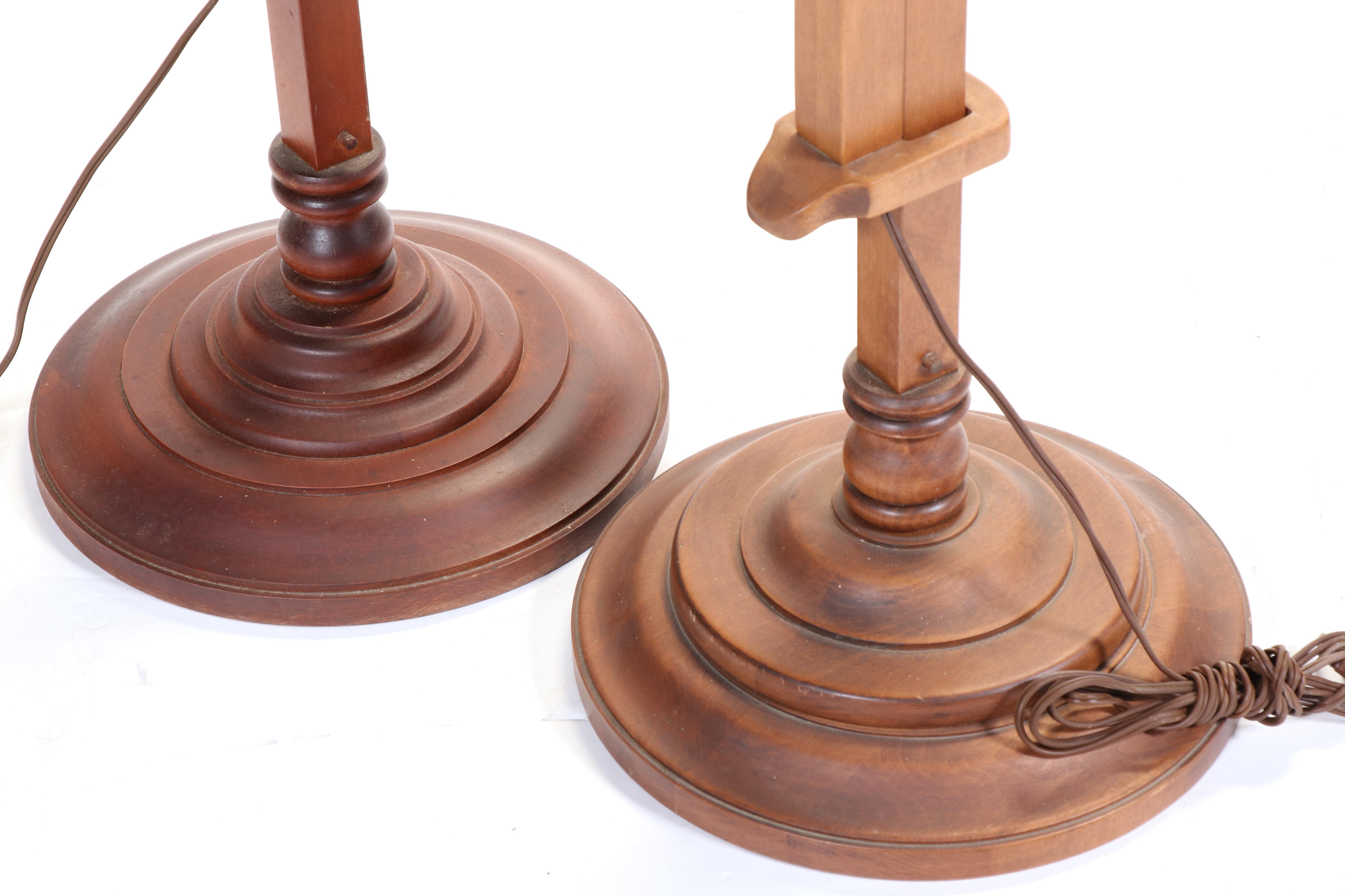 Pair of Frances Elkins for Tell City Chair Co. Maple Ratchet Floor Lamps