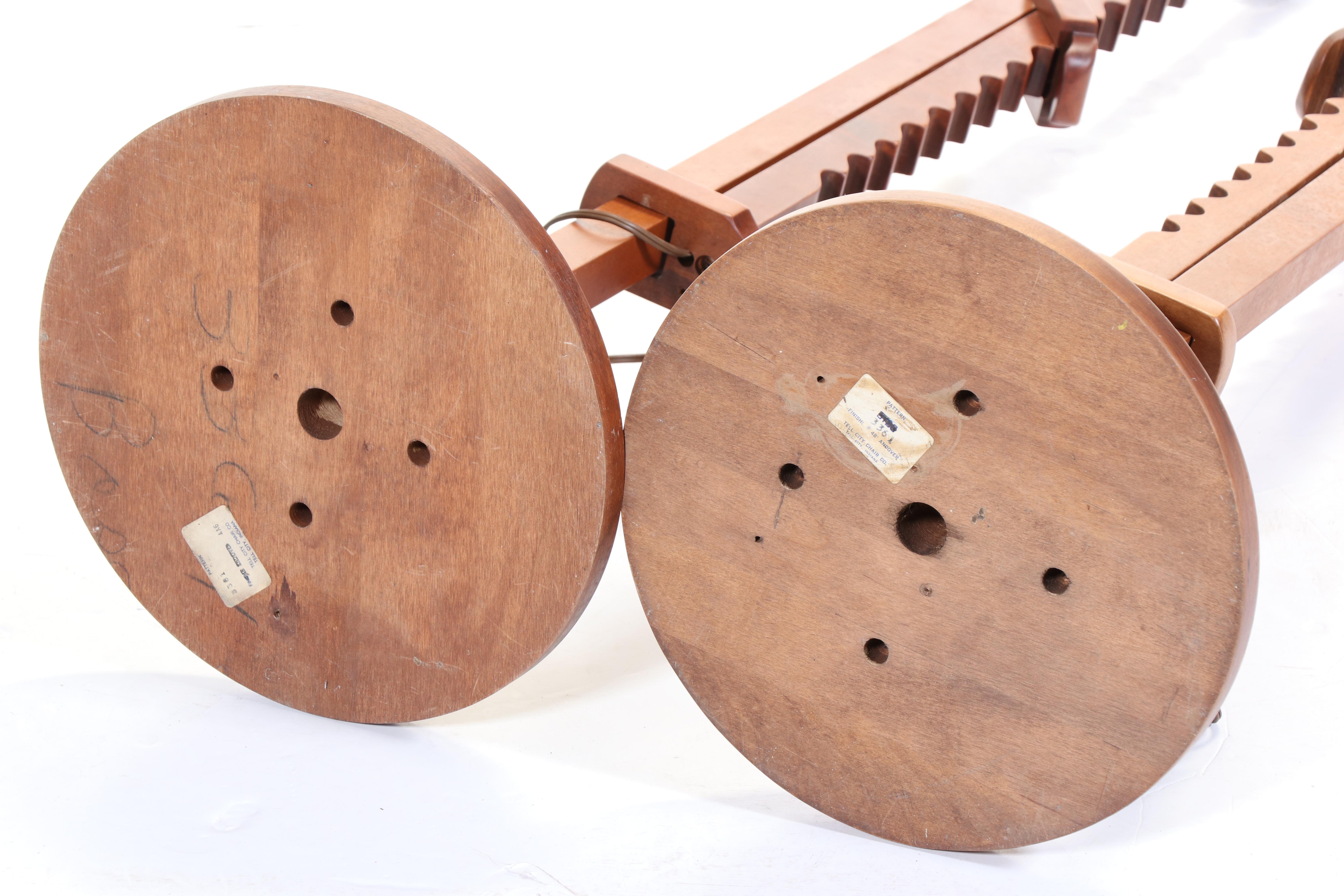 Pair of Frances Elkins for Tell City Chair Co. Maple Ratchet Floor Lamps