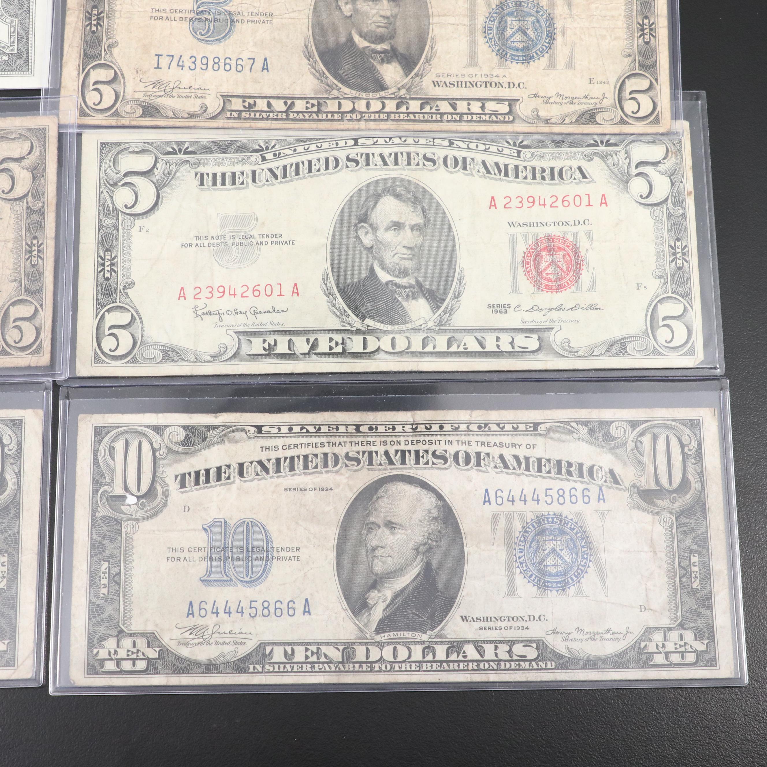 Collection of Ten Different U. S. Notes
