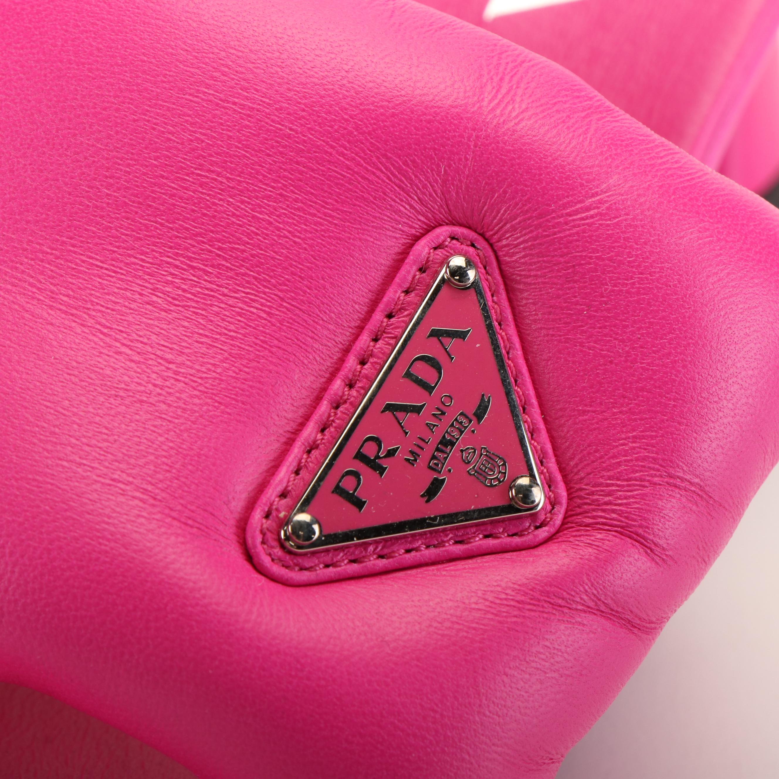 Prada Signature Logo Padded Soft Nappa Leather Slide Sandals