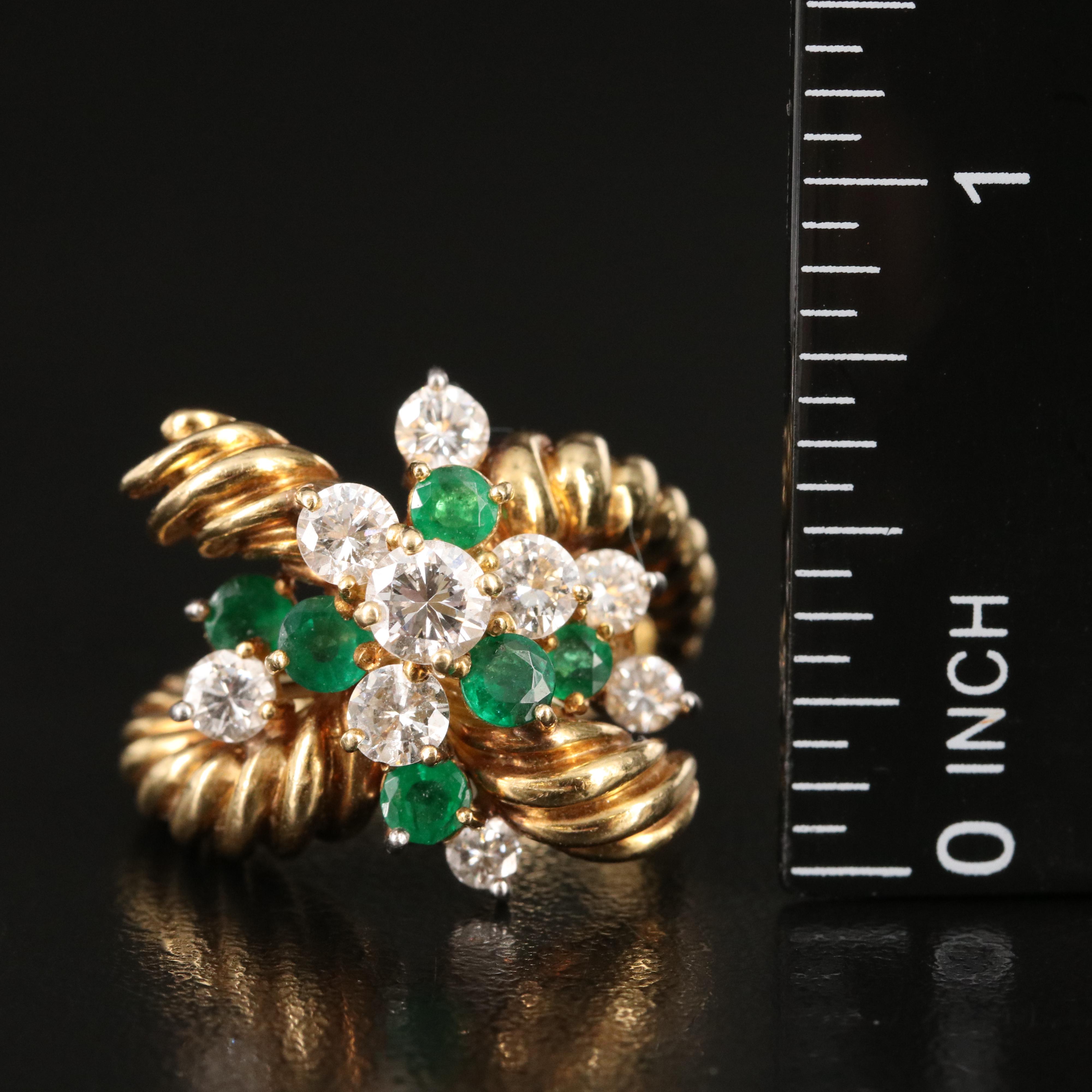 Kurt Wayne 18K Emerald and 1.51 CTW Diamond Twisted Rope Ring 1972