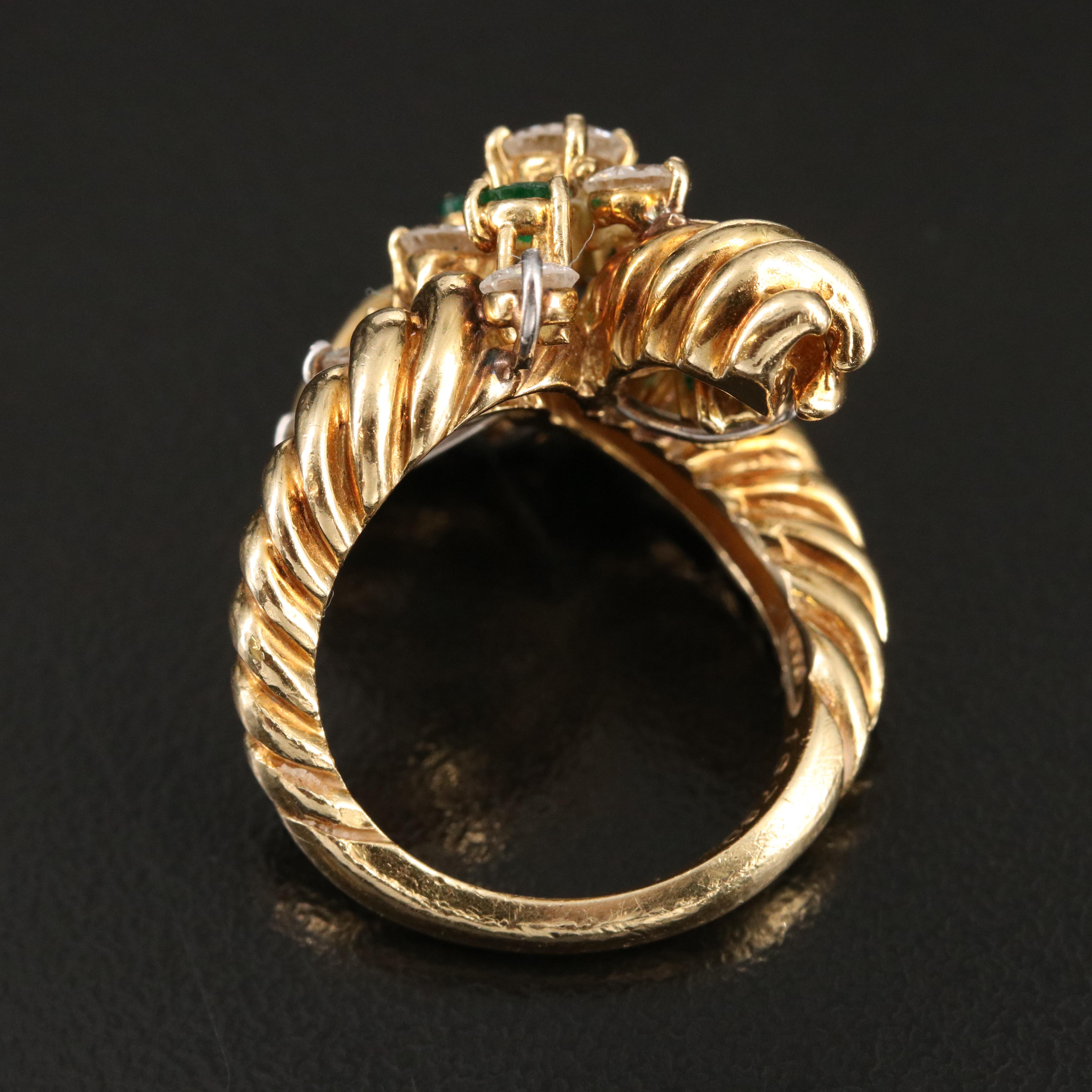 Kurt Wayne 18K Emerald and 1.51 CTW Diamond Twisted Rope Ring 1972