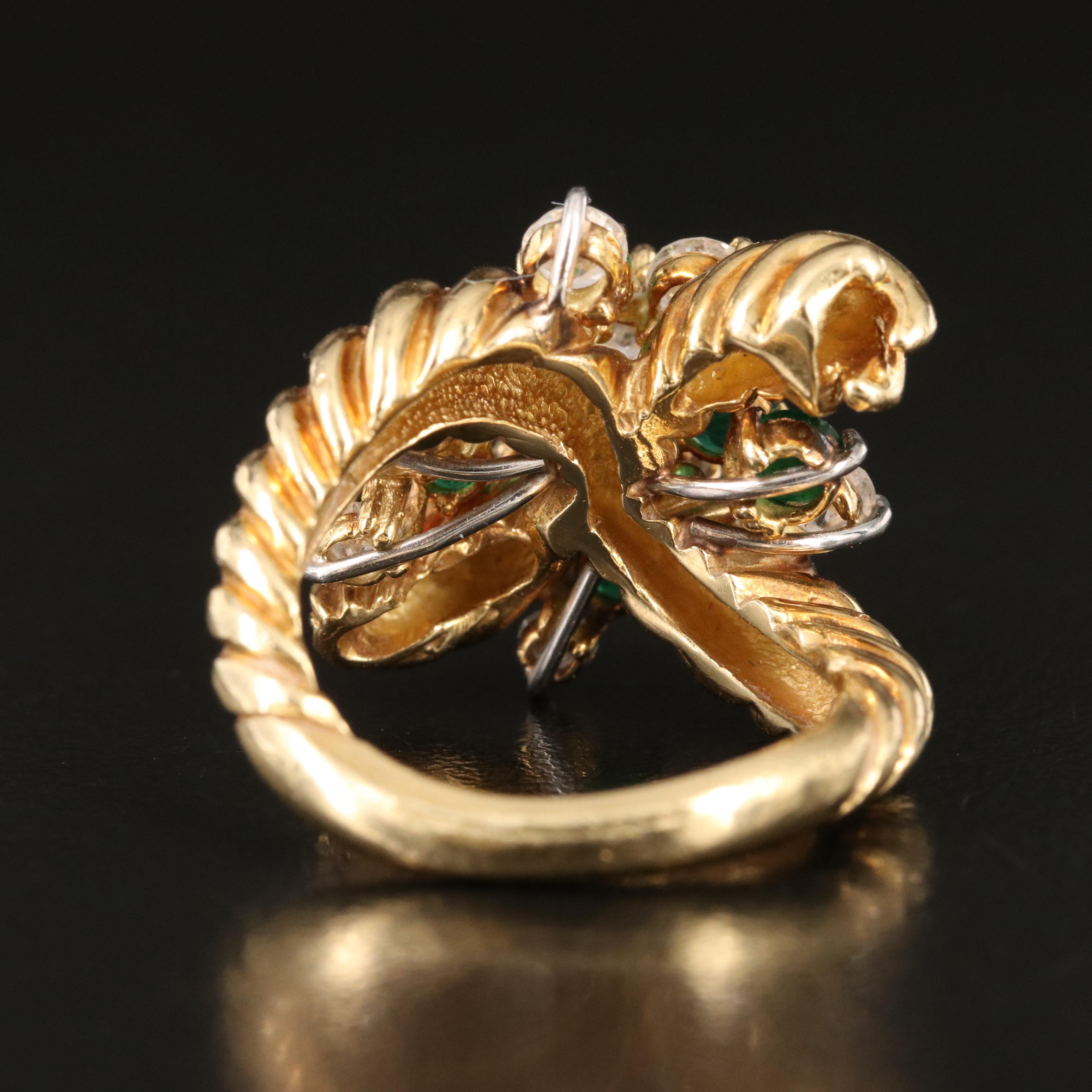 Kurt Wayne 18K Emerald and 1.51 CTW Diamond Twisted Rope Ring 1972
