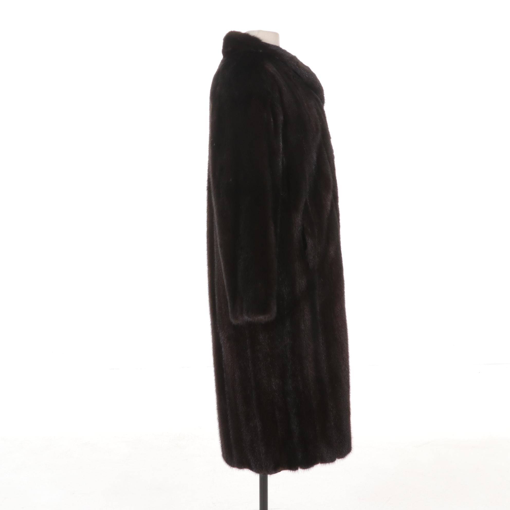 Canadian Mink Fur Coat With Button Loop Closure