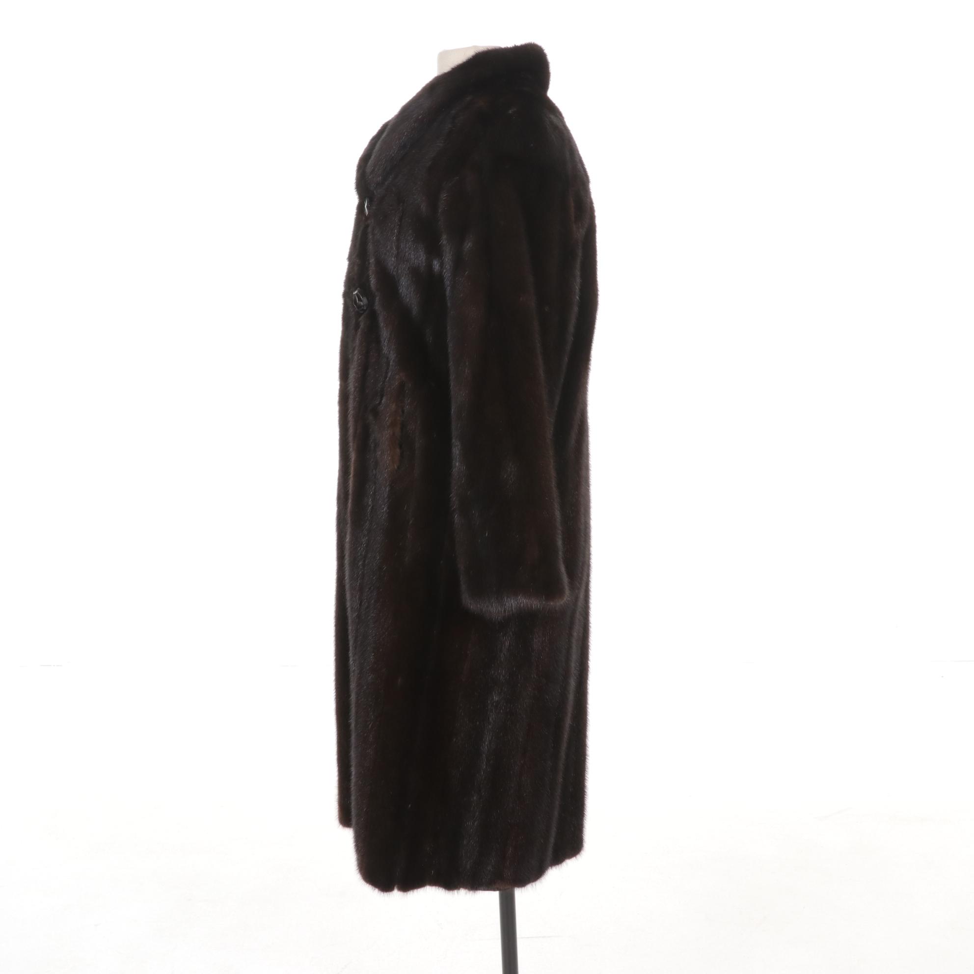 Canadian Mink Fur Coat With Button Loop Closure