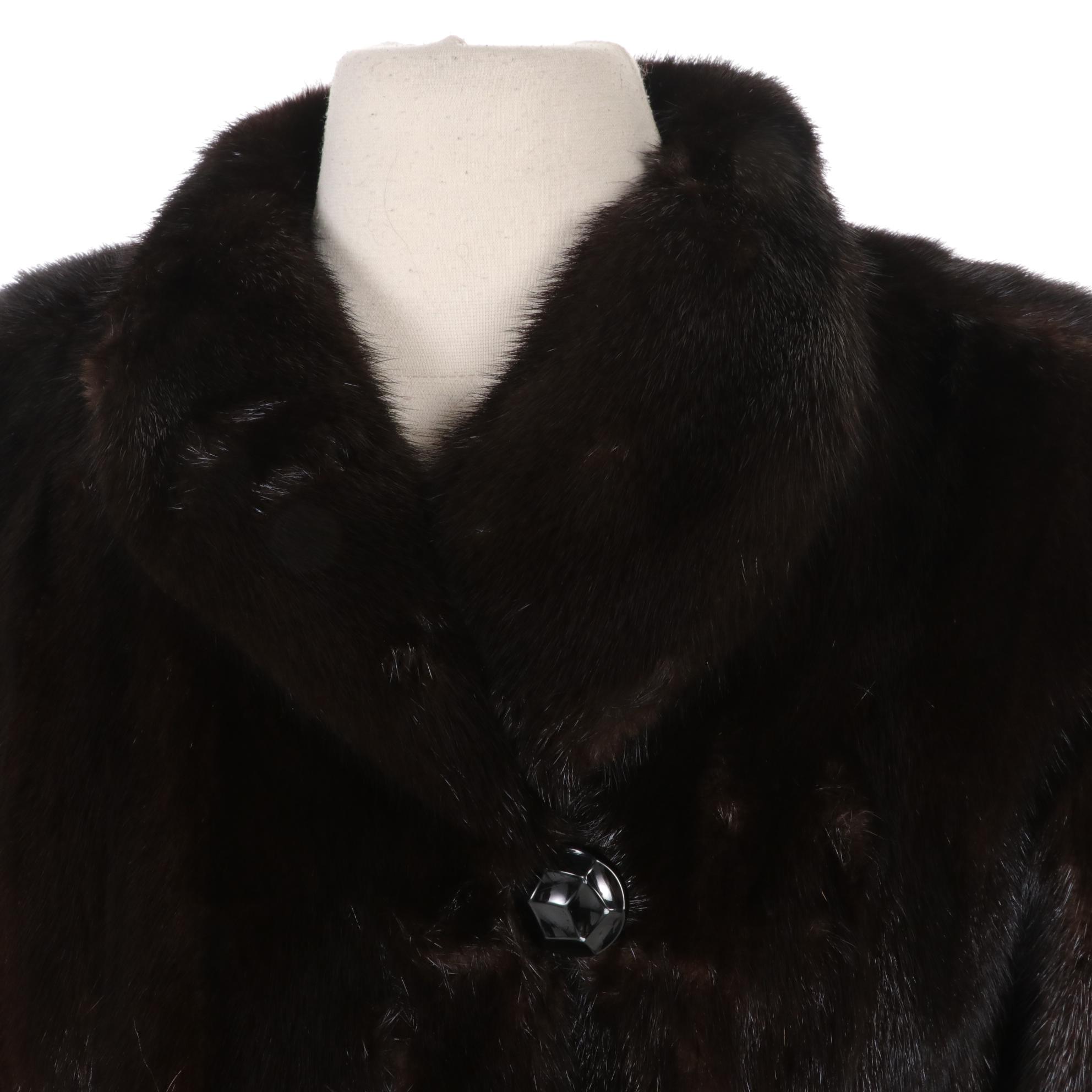Canadian Mink Fur Coat With Button Loop Closure