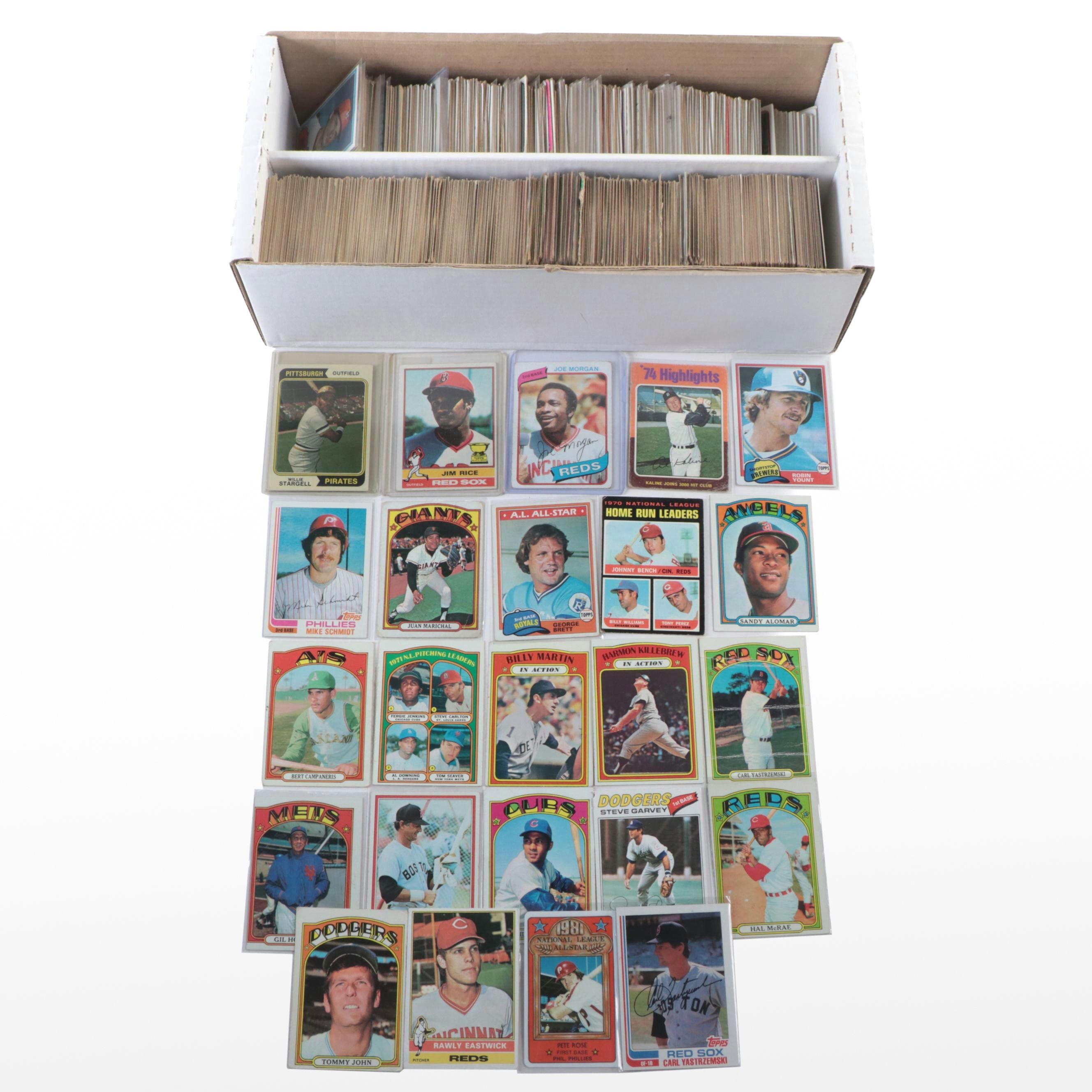 Topps Baseball Card Featuring Jim Rice, Joe Morgan, and More, 1970s–1980s