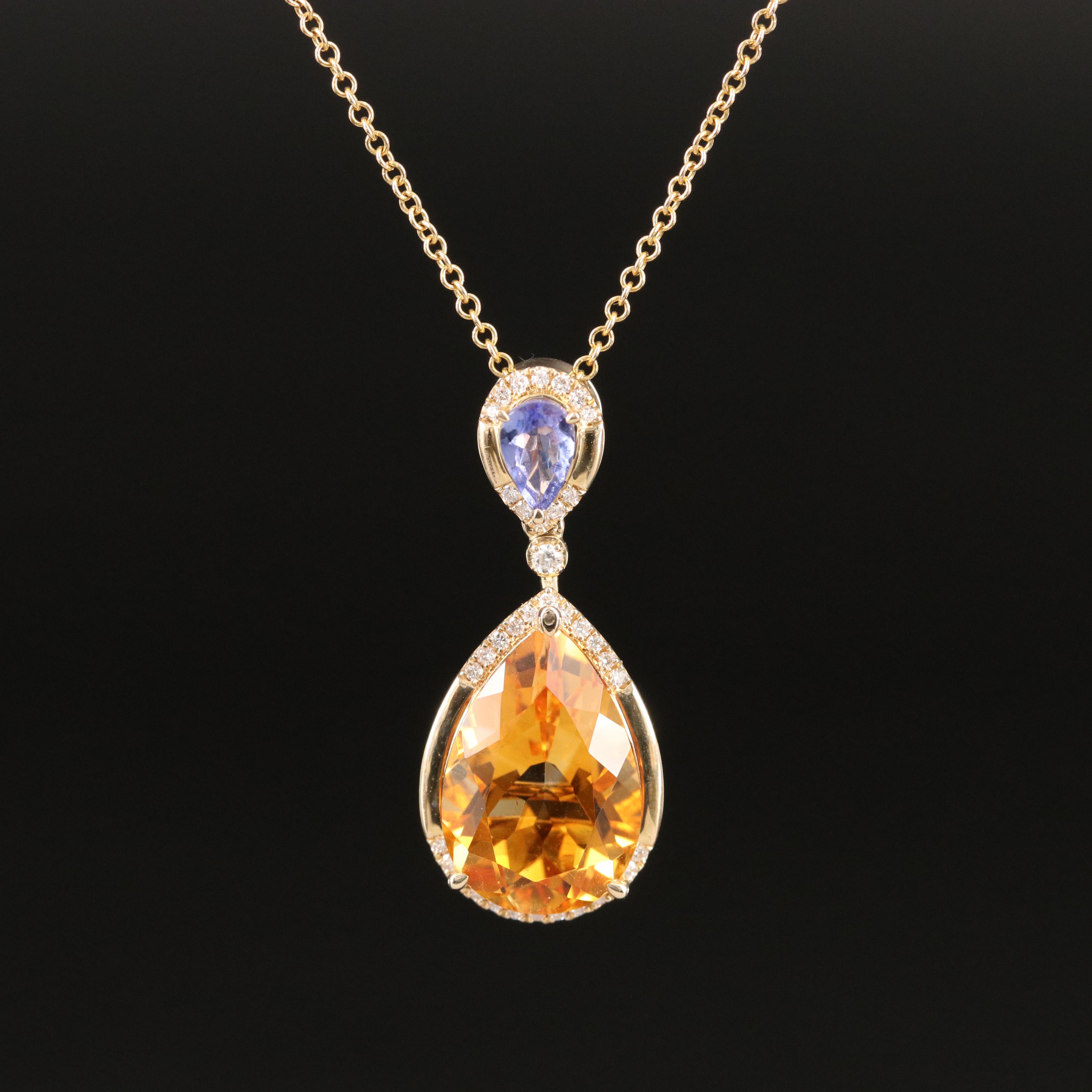 EFFY 14K Citrine, Tanzanite and Diamond Pendant Necklace